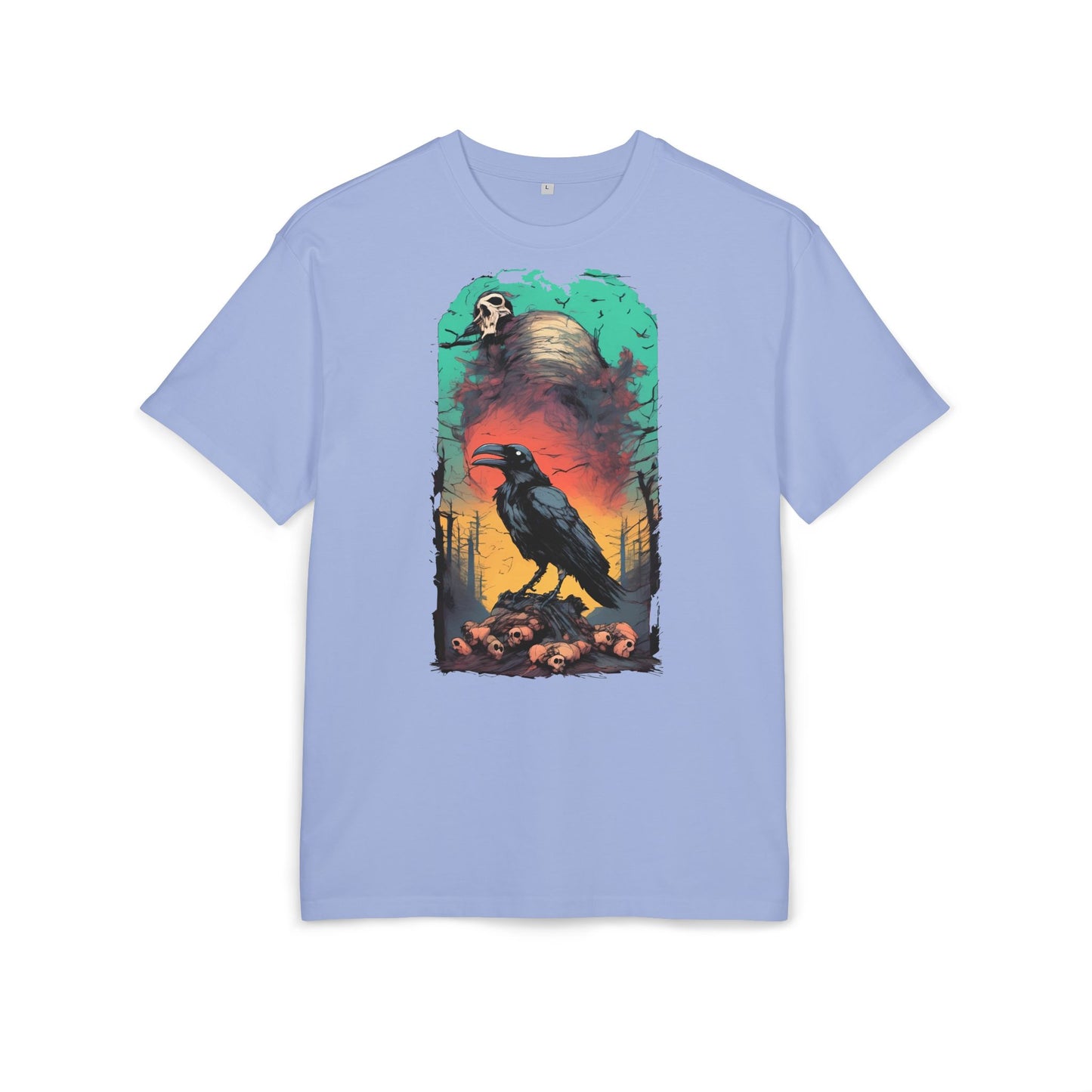 Mystical Raven Oversize Tee: Boho Style, Unisex Graphic T-Shirt for Nature Lovers, Festival Wear, Halloween, Gift Ideas