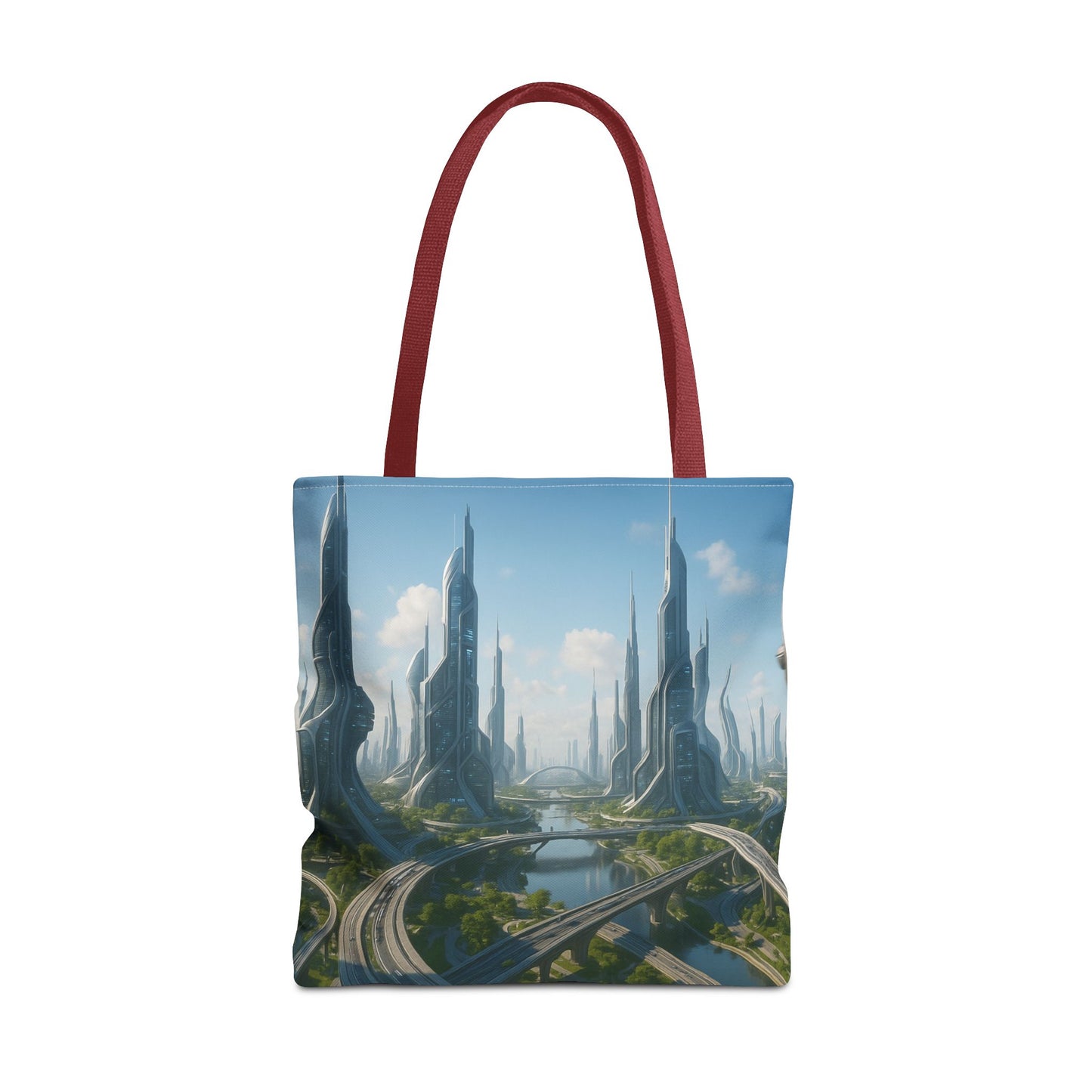 Futuristic Cityscape Tote Bag, Eco-Friendly Bag, Art Print Tote, Unique Shoulder Bag, Travel Tote, Stylish Shopping Bag, Gift for Her