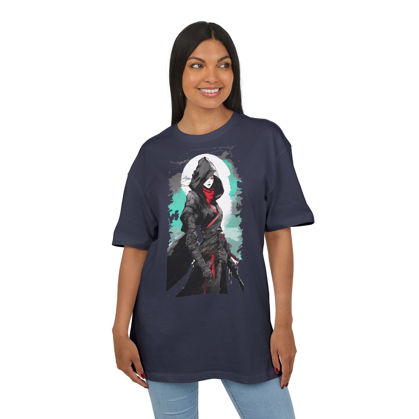 Hooded Warrior Oversize Tee | Unisex Graphic Shirt | Comfortable Casual Wear | Perfect for Comic Con, Gift for Gamers, Streetwear Fashion