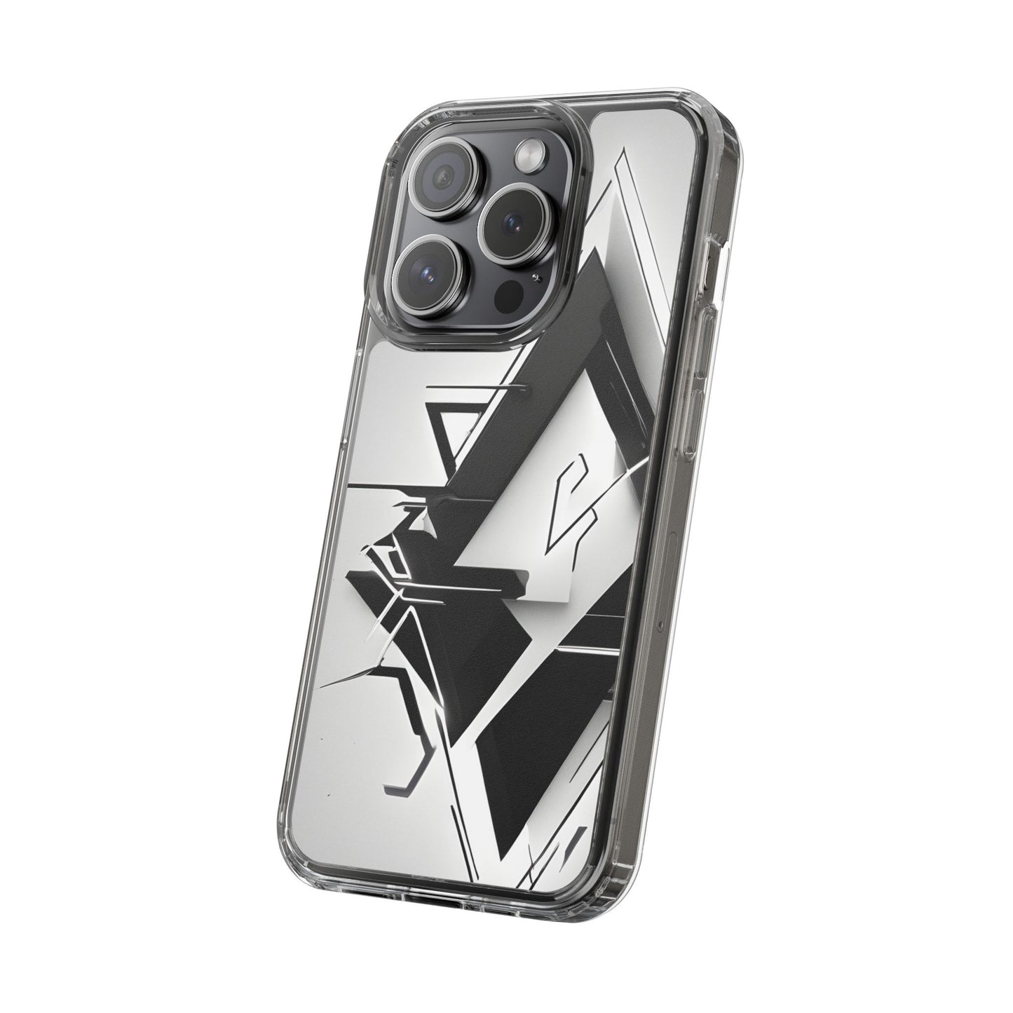 Clear Phone Case with Abstract Edgy Design Print