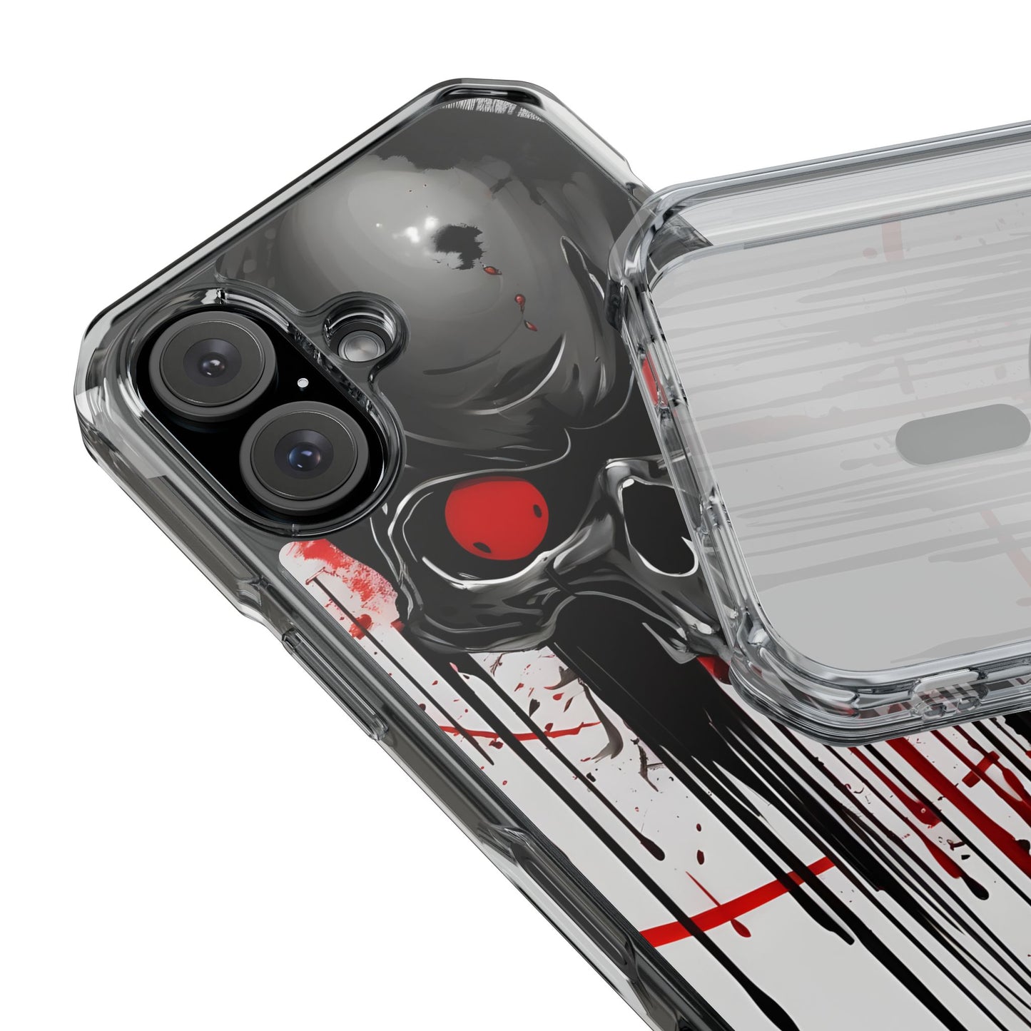 Edgy Skull Design Phone Case, Unique Protective Case, Magnetic Impact Case, Halloween Gift, Skull Lover Accessory