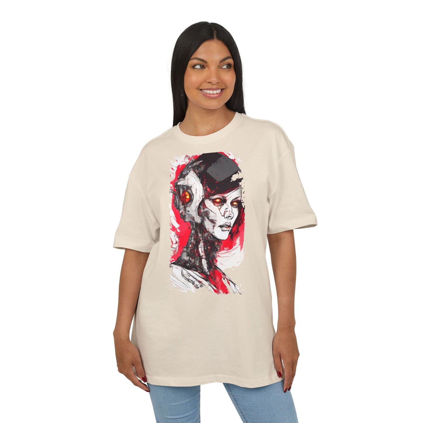 Cyberpunk-Inspired Unisex Heavy Oversize Tee | Graphic Tee, Streetwear, Gift for Gamers, Unique Fashion, Modern Art Apparel