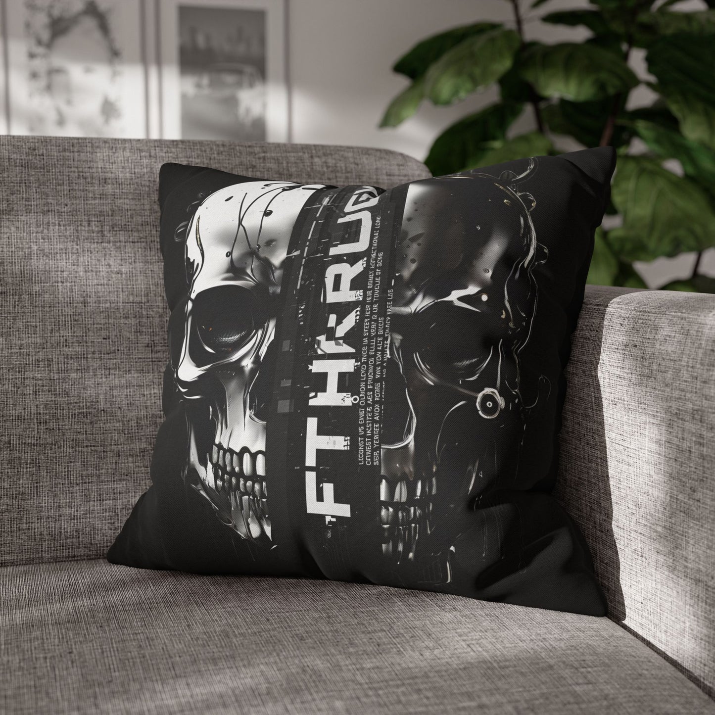 Gothic Skull Pillowcase - Edgy Home Decor, Alternative Gift, Bedroom Accent, Halloween Decor, Boho Pillow Cover