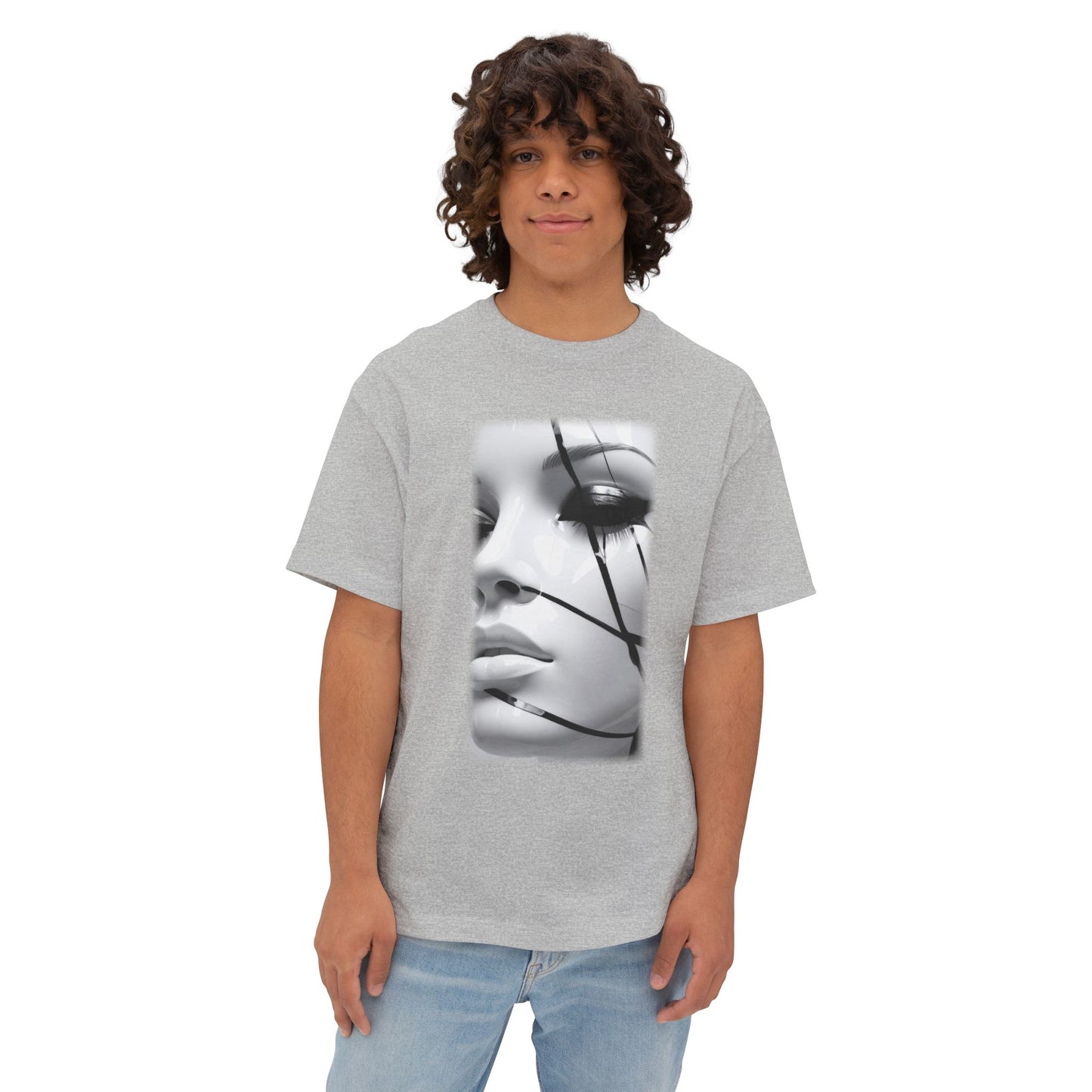 Chic Oversized Graphic Tee with Striking Design, Streetwear, Casual Style, Fashion Statement, Gift for Art Lovers