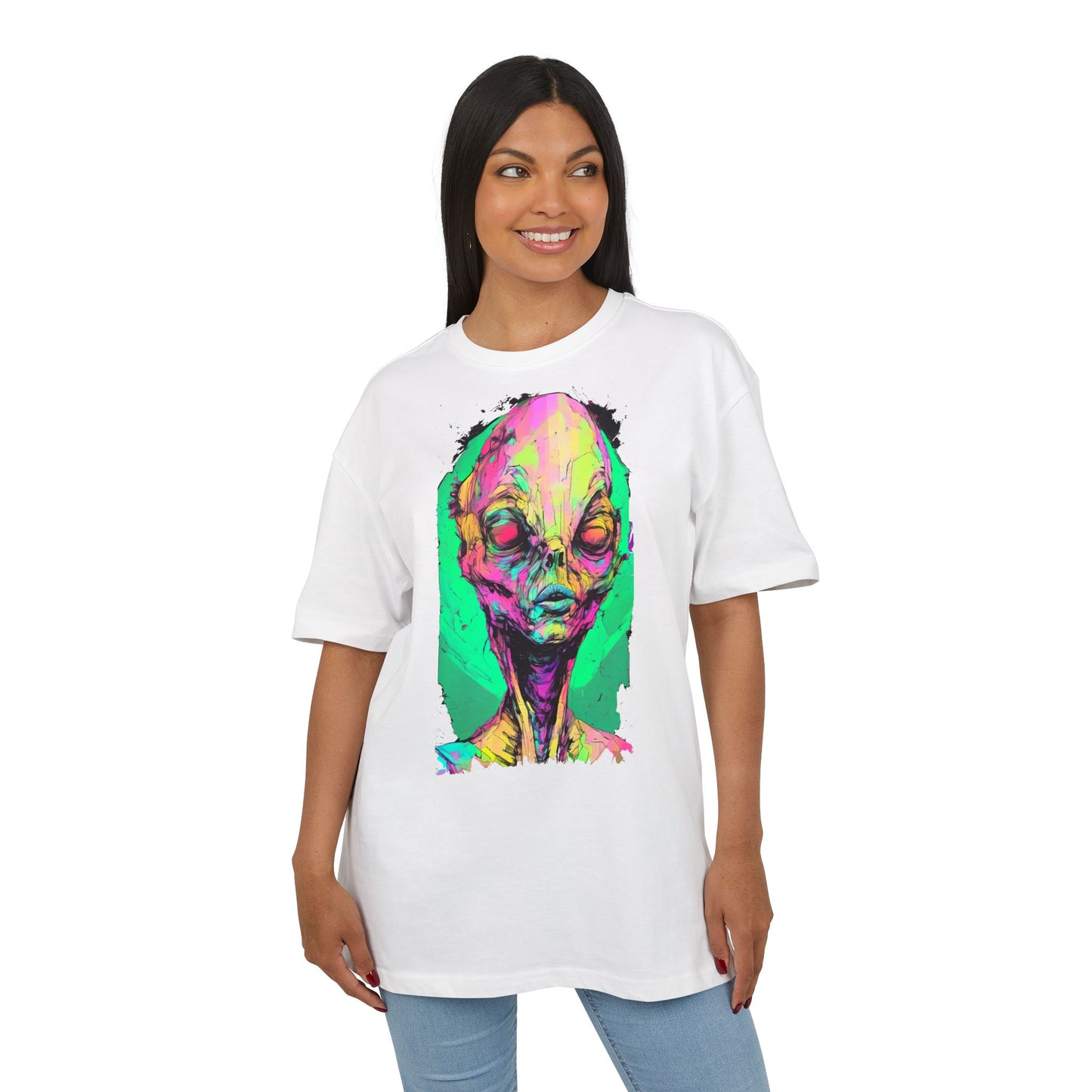 Alien Art Oversize Tee, Graphic Tee, Unisex T-Shirt, Casual Wear, Unique Gift for Sci-Fi Lovers
