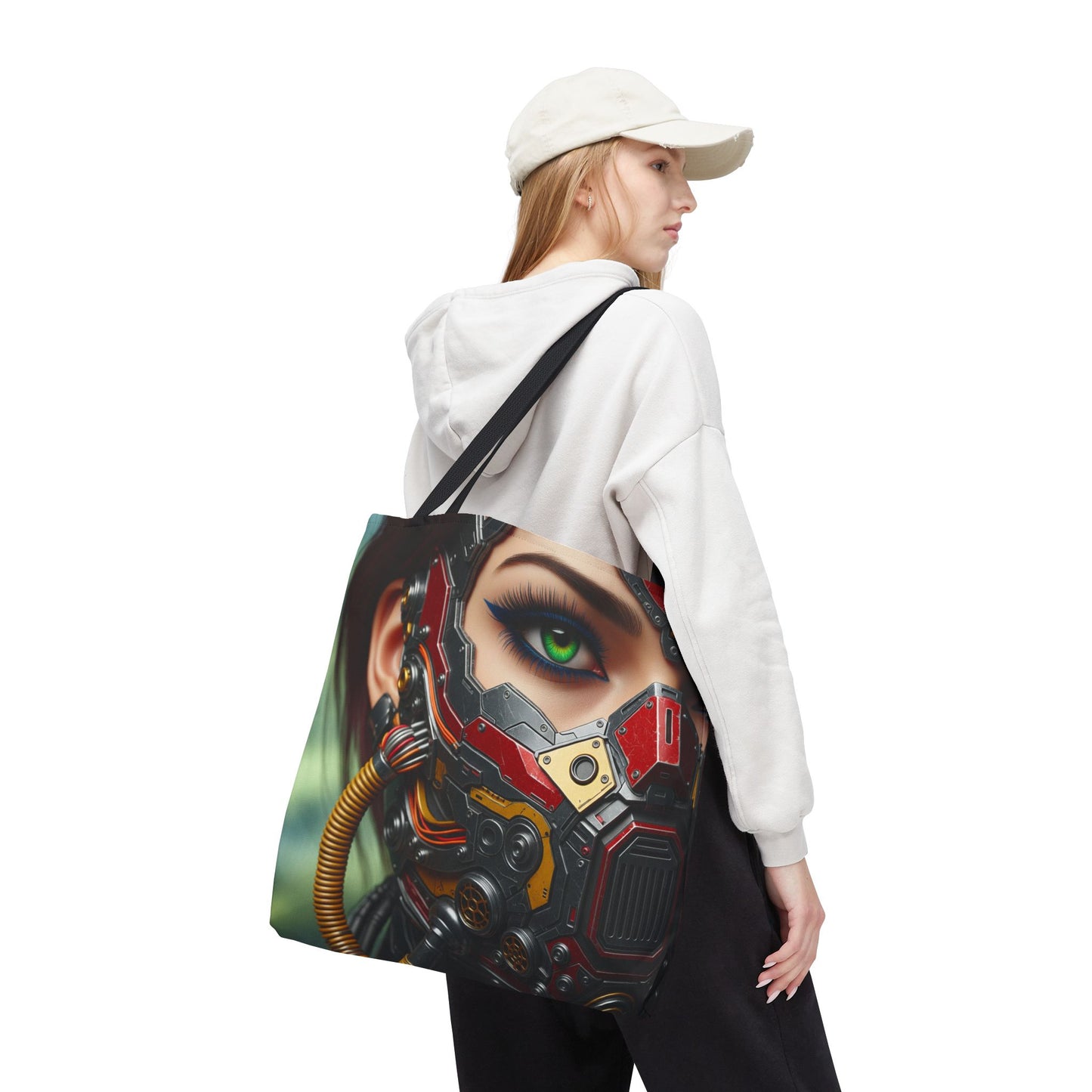 Futuristic Cybernetic Tote Bag, Eco-Friendly Shopper, Tech Enthusiast Gift, Fashionable Carryall, Sci-Fi Lovers Accessory