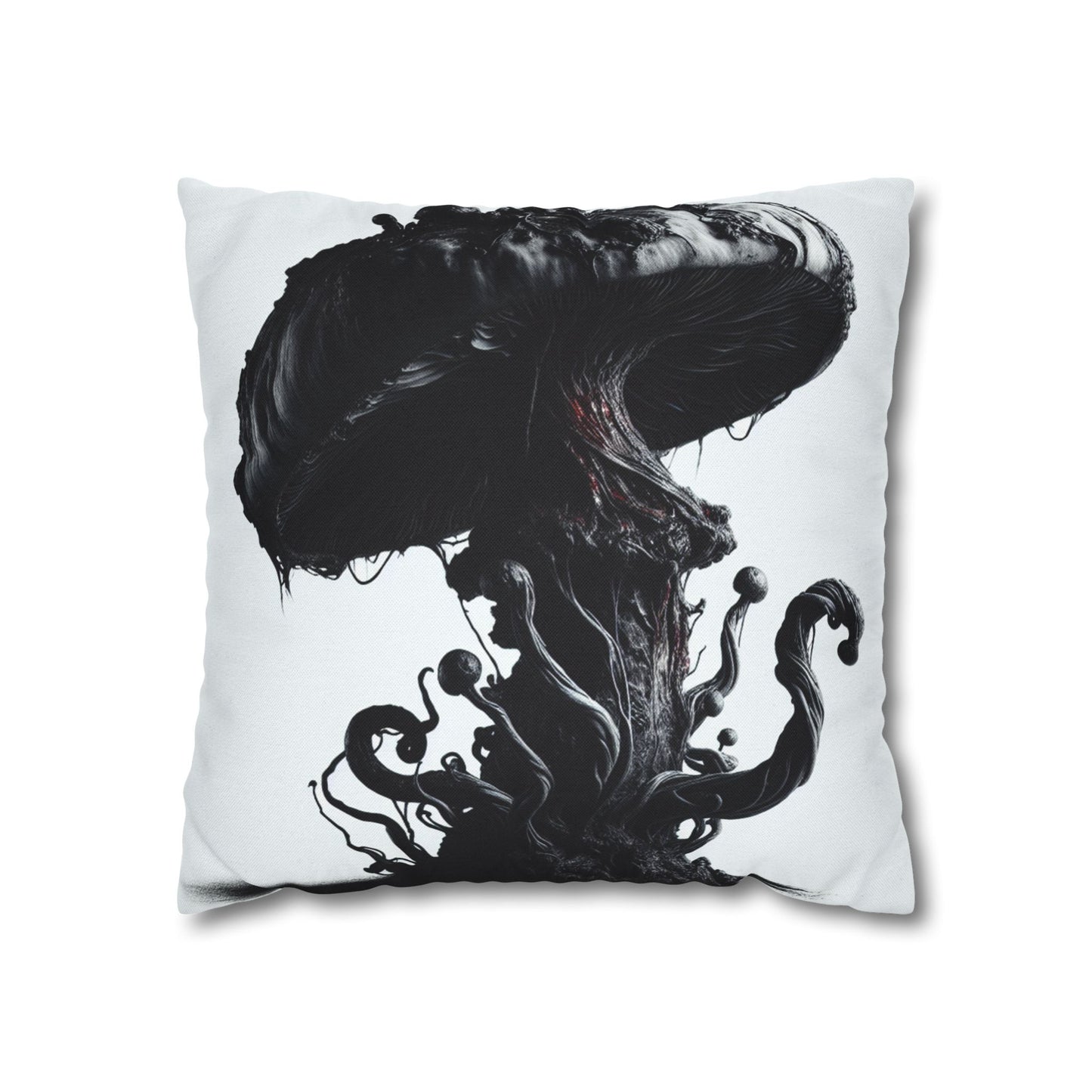 Gothic Mushroom Pillowcase | Dark Art Decor, Home Accent, Unique Gift, Black and White Throw Pillow, Living Room Decor