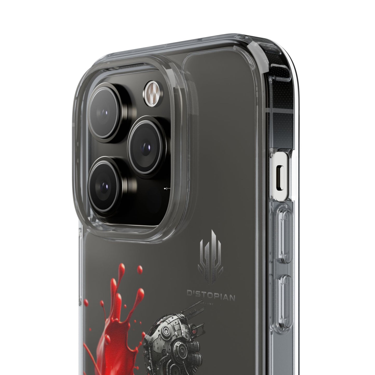 Dystopian Art Clear Phone Case - Futuristic Style with Bold Design