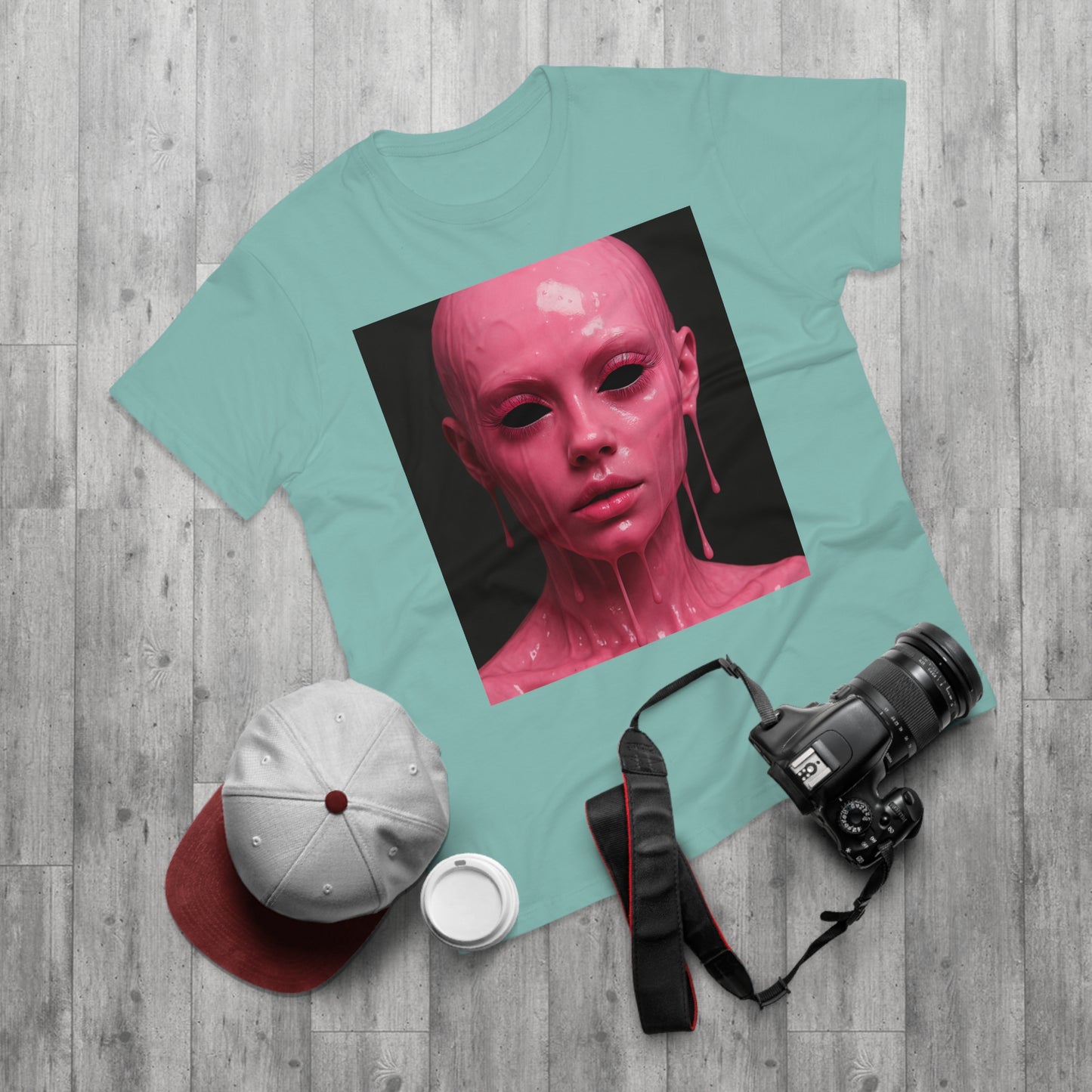 Artistic Pink Melting Face T-Shirt - Trendy Graphic Tee, Unique Gift, Statement Apparel, Festival Wear, Occasional Fashion, Street Style