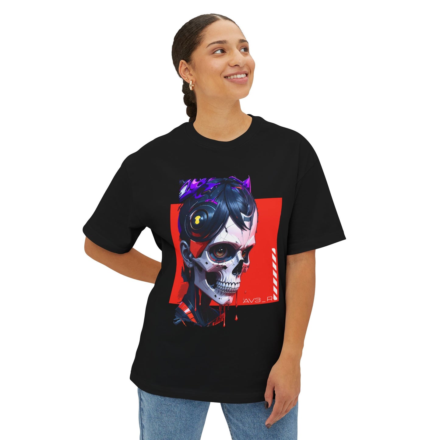 Edgy Oversized Tee with Skull Design, Streetwear Shirt for Art Lovers, Unisex Graphic Tee, Halloween Apparel, Trendy Casual Wear