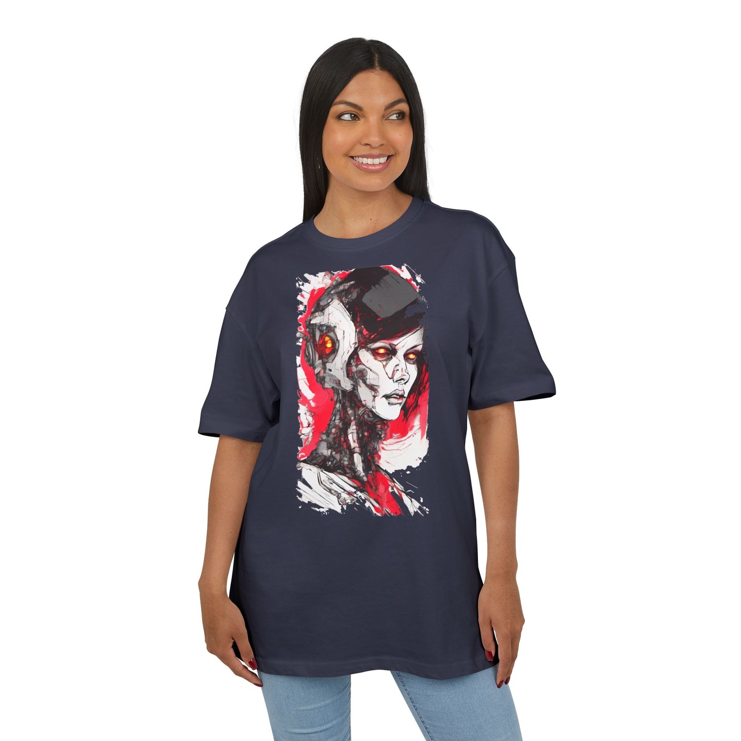 Cyberpunk-Inspired Unisex Heavy Oversize Tee | Graphic Tee, Streetwear, Gift for Gamers, Unique Fashion, Modern Art Apparel