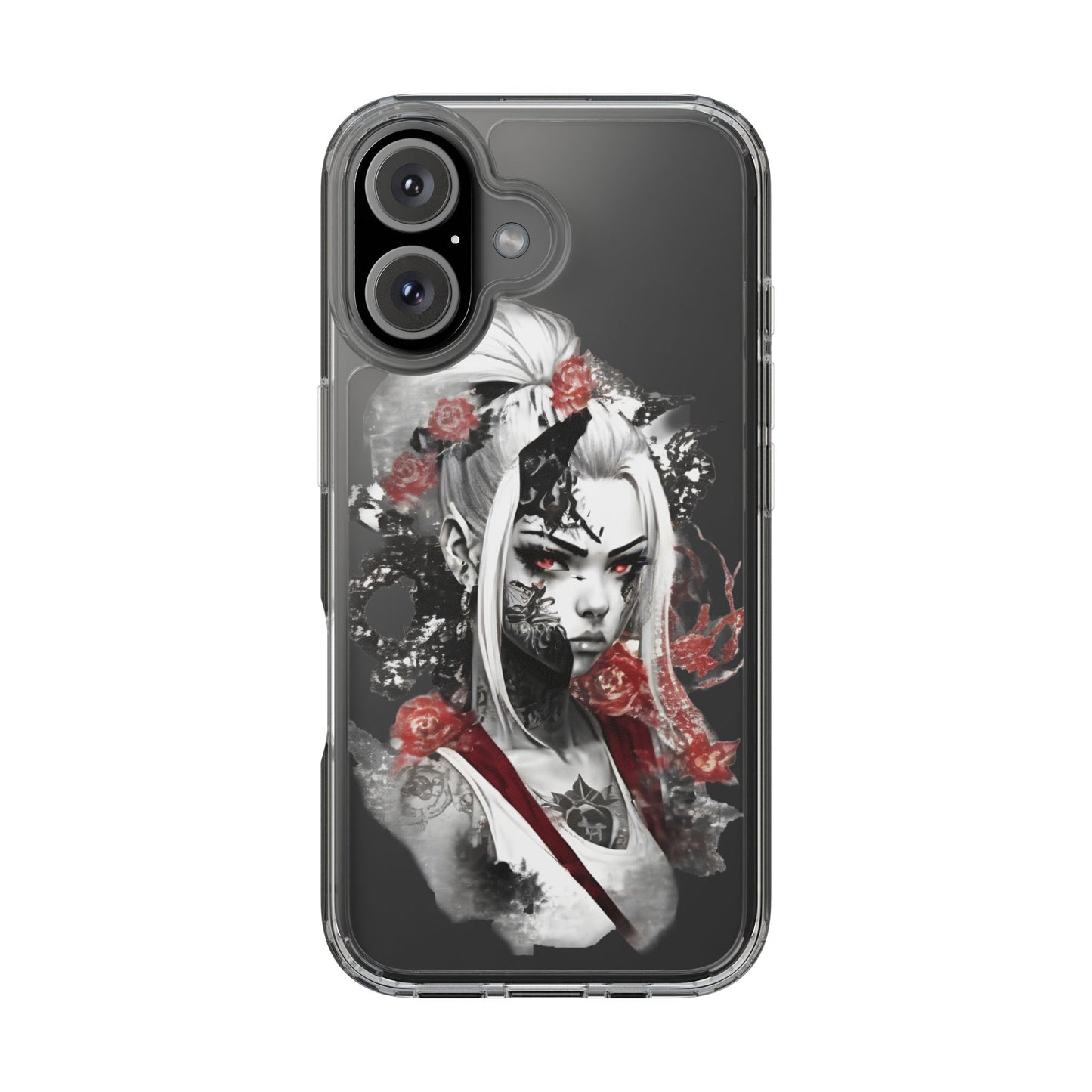 Artistic Clear Phone Case with Floral Design