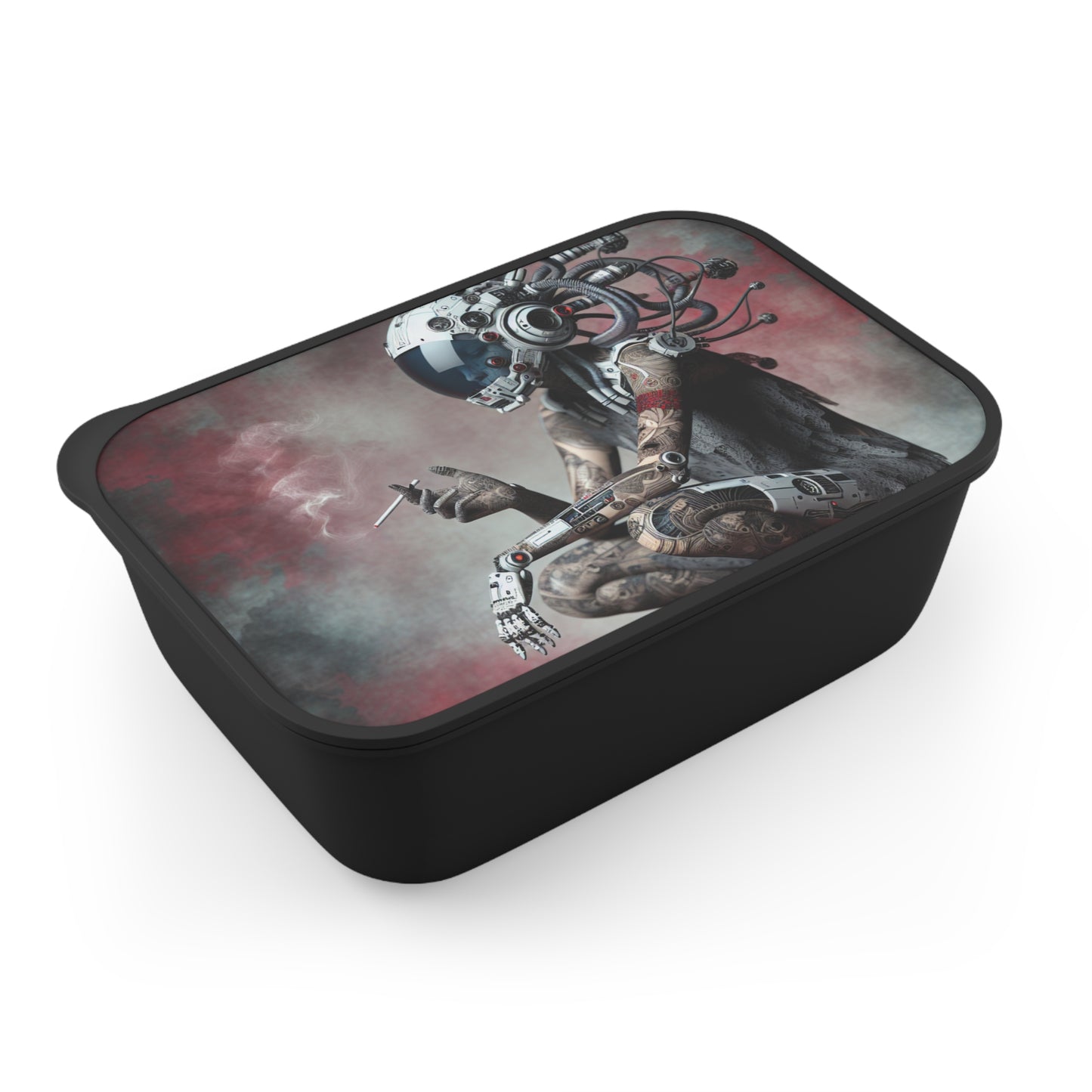 Futuristic Bento Box, Cyberpunk Lunch Container, Eco-Friendly Meal Prep, Artful Lunchbox, Gift for Tech Enthusiasts