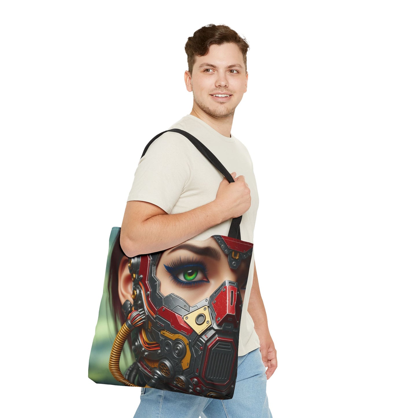 Futuristic Cybernetic Tote Bag, Eco-Friendly Shopper, Tech Enthusiast Gift, Fashionable Carryall, Sci-Fi Lovers Accessory