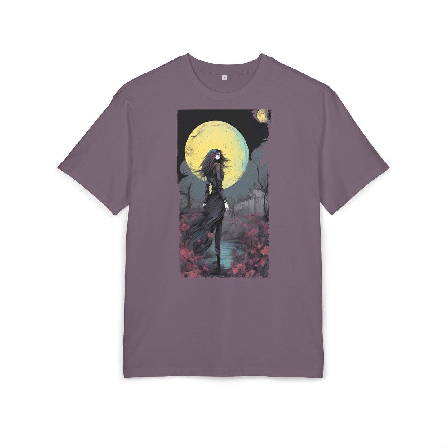 Moonlit Witch Oversize Tee, Cozy Casual Wear, Halloween Outfit, Gothic Style, Gift for Her, Everyday Fashion