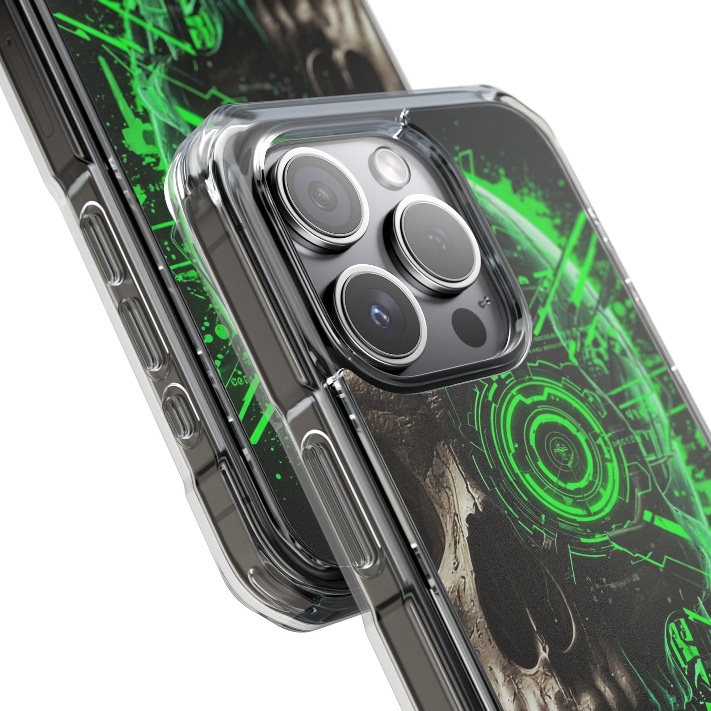 Skull Graphic Phone Case - Magnetic Clear Impact Cases, Skull Design, Unique Phone Protection, Edgy Gift for Tech Lovers