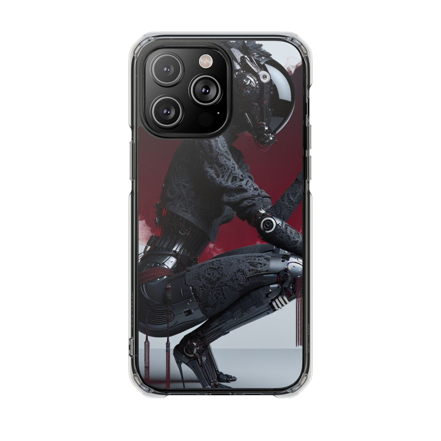 Cyber Design Magnetic Phone Case, Clear Mobile Cover, Gothic Style, Halloween Gift, Celestial Protection Accessory