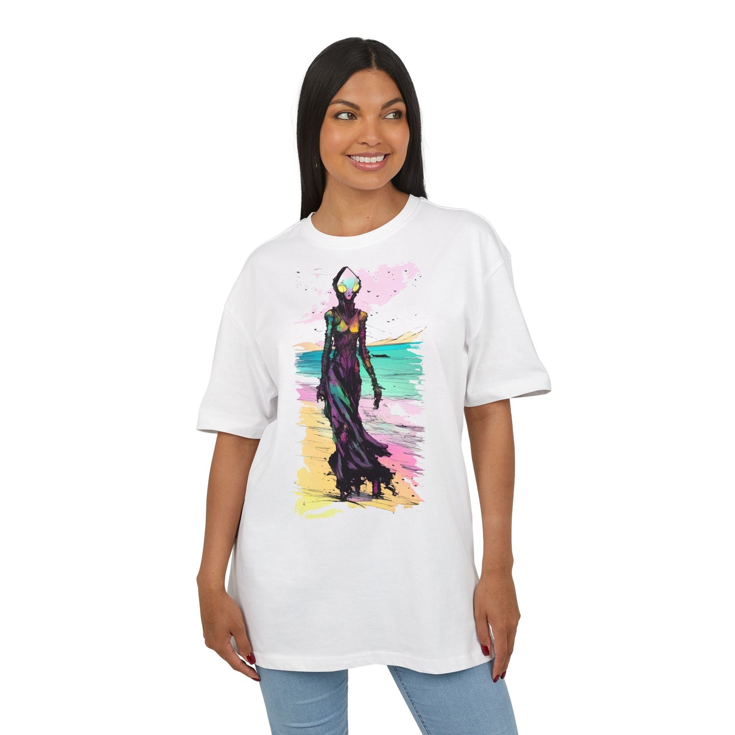 Beach Vibes Oversize Tee - Artistic Graphic Tee, Summer Style, Unisex T-Shirt, Boho Fashion, Casual Wear