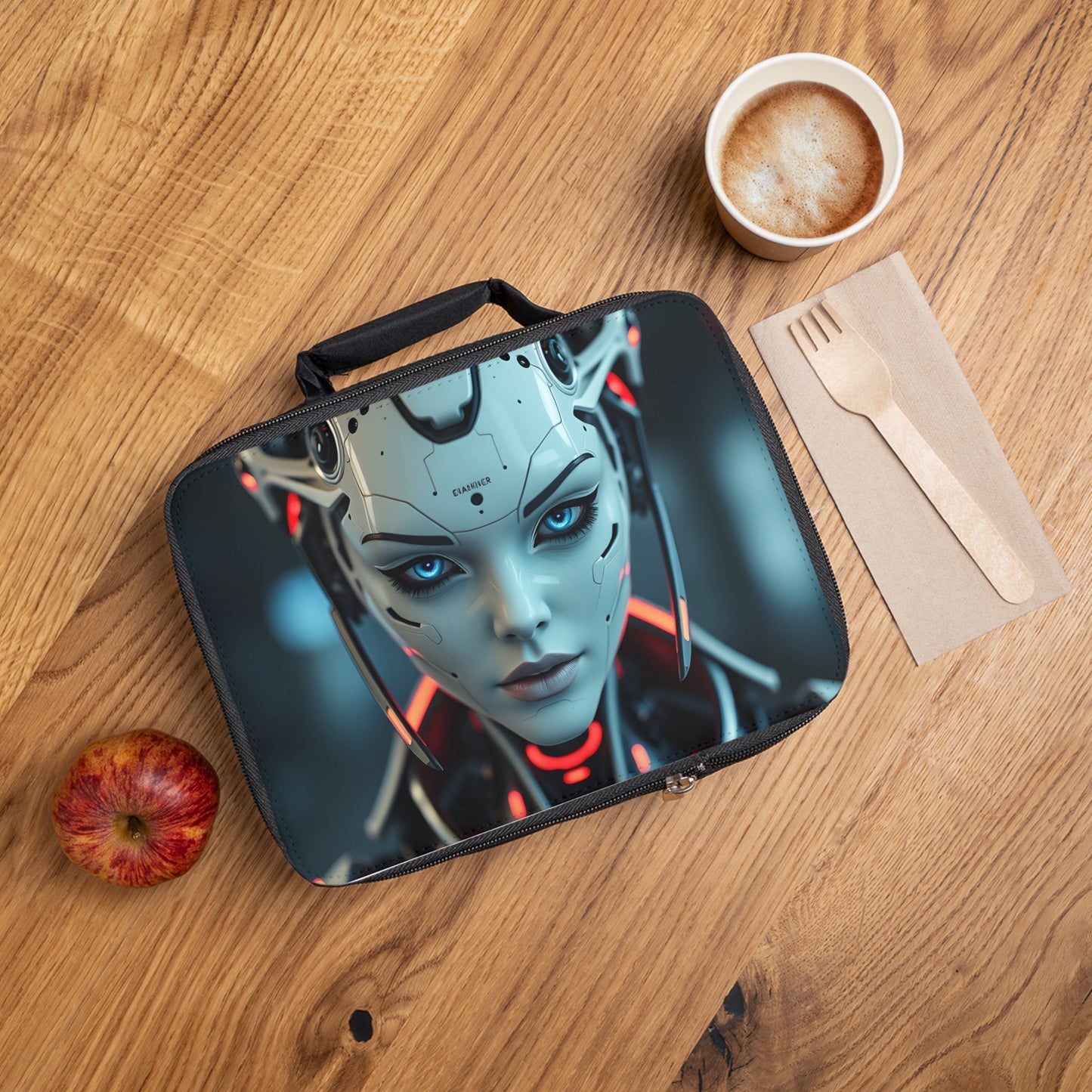 Futuristic Lunch Bag, Stylish Insulated Lunch Tote for Work, School, Picnics, Trendy Cyberpunk Design