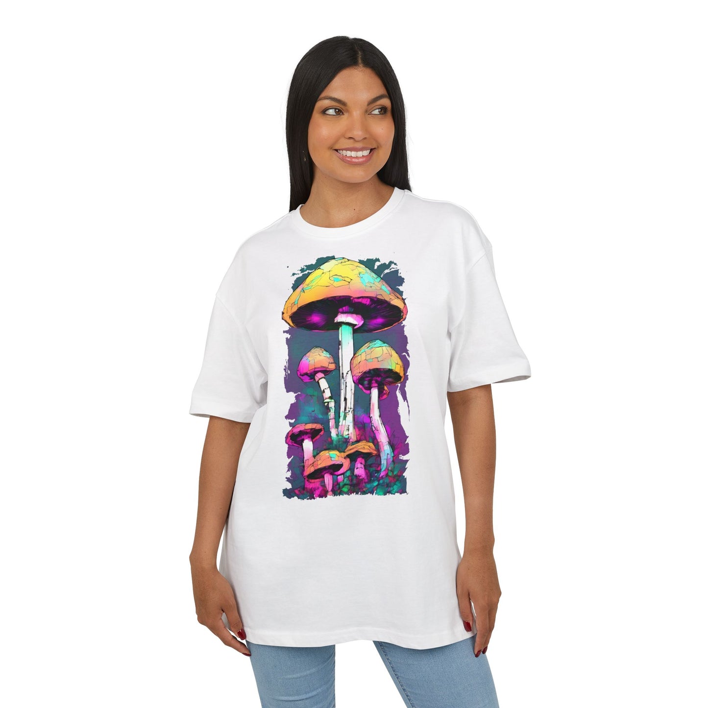 Trippy Mushroom Unisex Oversize Tee | Psychedelic Art Shirt, Retro Graphic Tee, Festival Wear, Gift for Nature Lovers, Streetwear