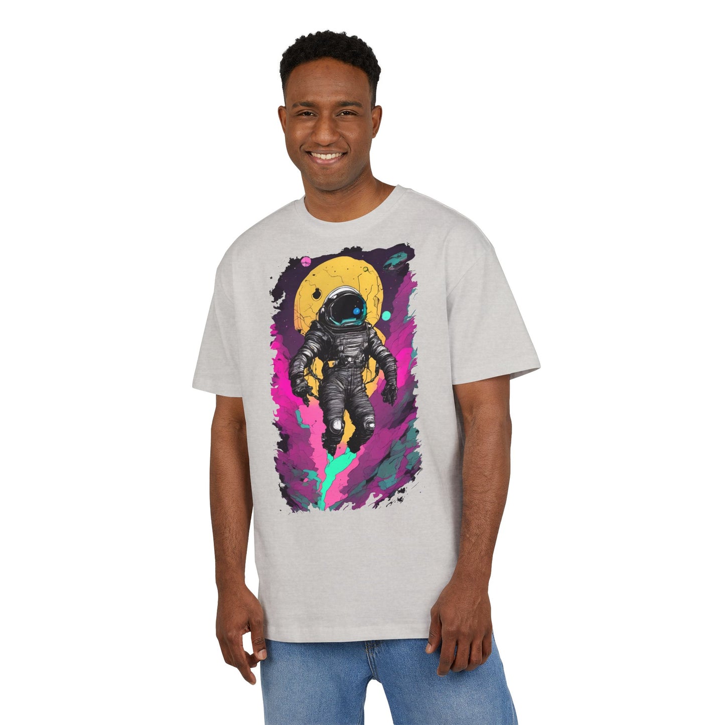Cosmic Astronaut Tee, Unisex Oversize Tee, Space Graphic Shirt, Retro Astronaut T-Shirt, Gift for Space Lovers, Unique Graphic Tee