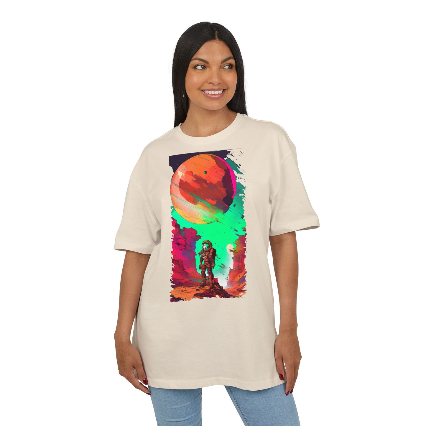 Cosmic Adventure Unisex Heavy Oversize Tee - Perfect for Space Lovers, Casual Style, Gift for Her, Him, Unique Graphic Tee, Sci-Fi Fashion