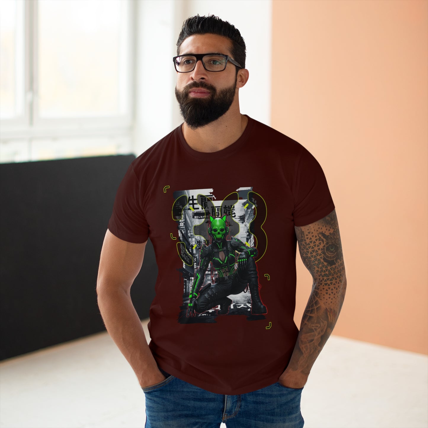 Cyberpunk Graphic Tee, Futuristic T-Shirt, Unisex Casual Wear, Unique Gift for Gamers, Trendy Streetwear, Sci-Fi Clothing