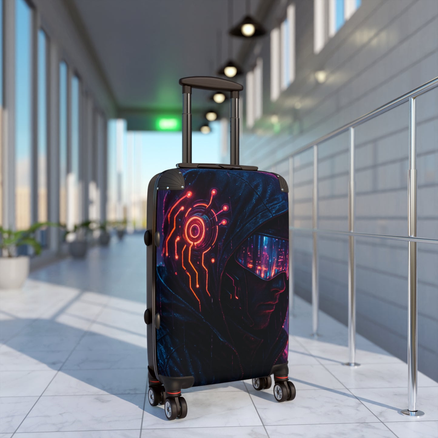 Futuristic Suitcase with Cyberpunk Design | Travel Luggage, Geek Gift, Stylish Bag, Unique Carry-On, Adventure Accessories