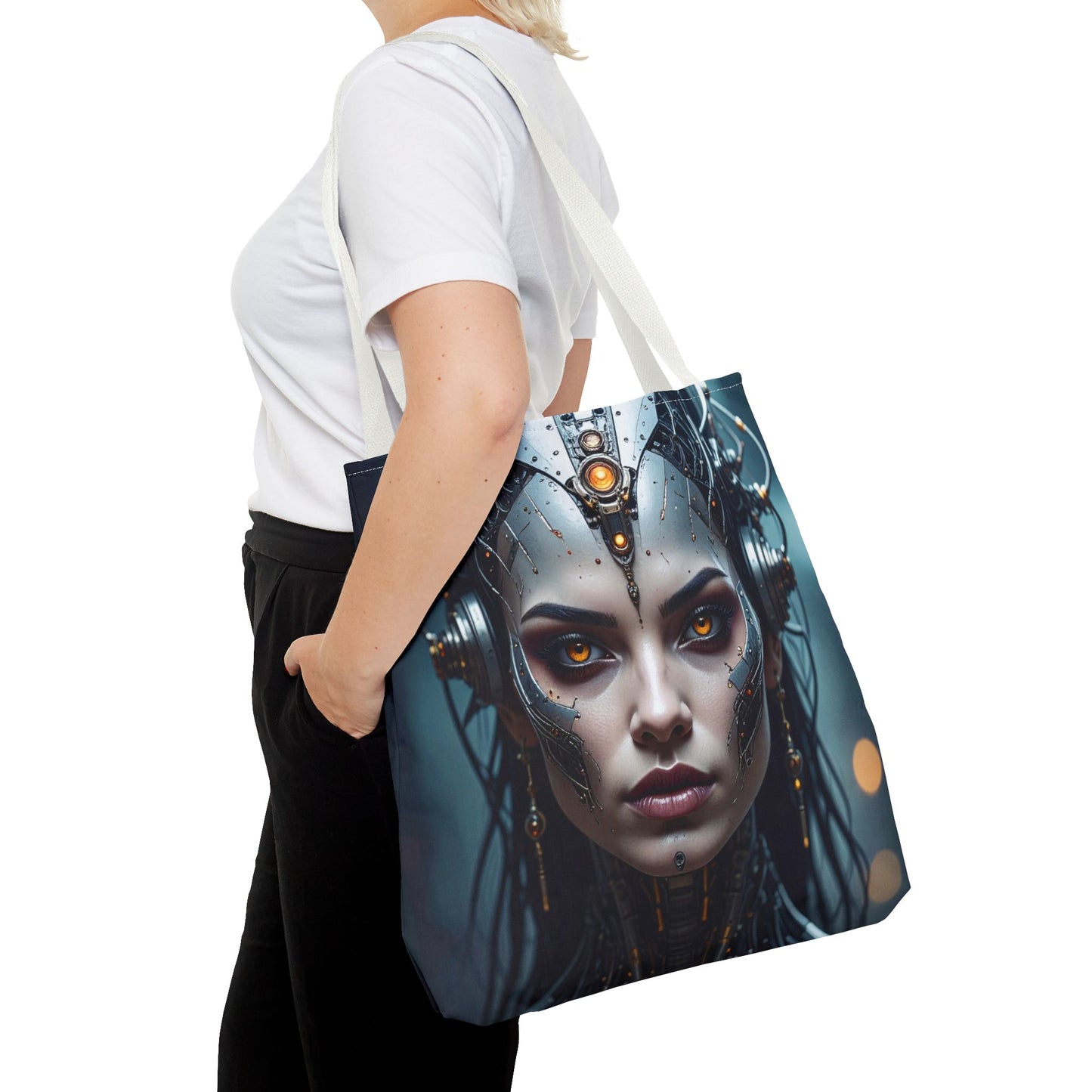 Futuristic Art Tote Bag, Cyberpunk Purse, Unique Shopping Bag, Sci-Fi Style Handbag, Statement Accessory for Geeks