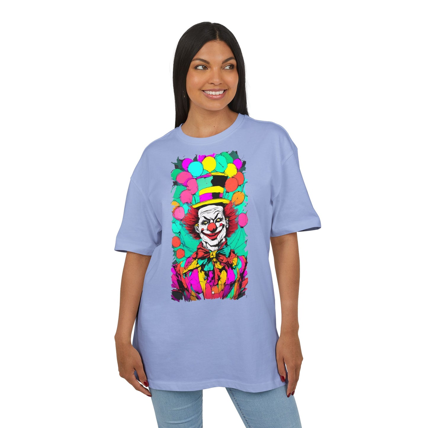 Colorful Clown Graphic Unisex Oversize Tee | Fun Wear, Festival Outfit, Circus Theme, Unique Gift, Statement Shirt