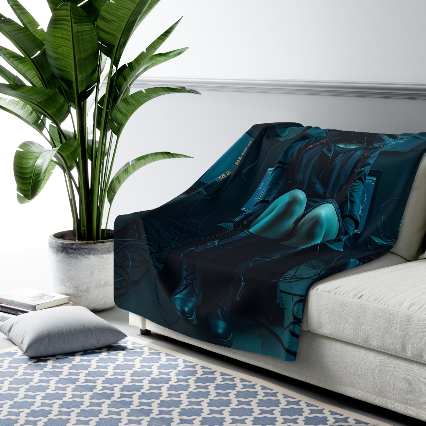 Gothic Skull Sherpa Fleece Blanket - Cozy Aesthetic Home Decor