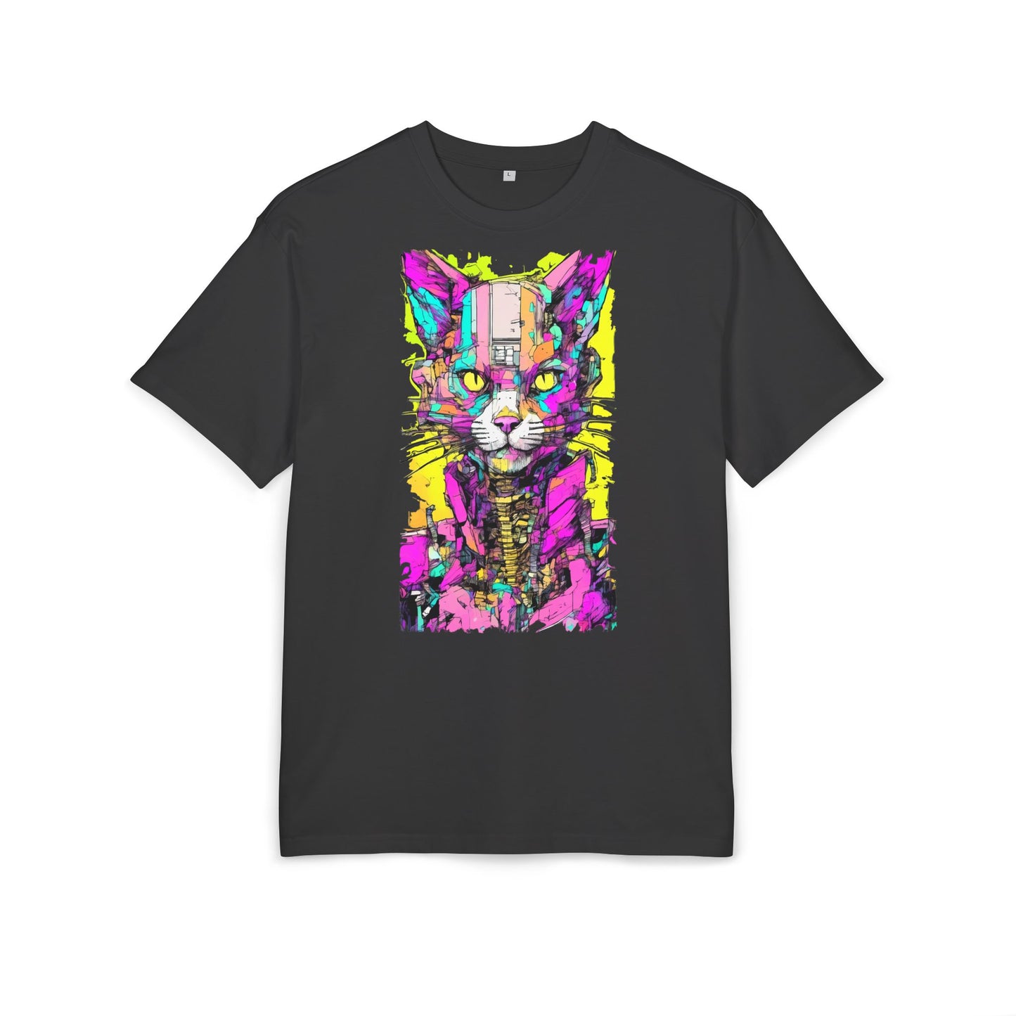 Colorful Cat Graphic Tee, Unisex Heavy Oversize T-Shirt, Funky Cat Art Shirt, Gift for Cat Lovers, Unique Casual Wear