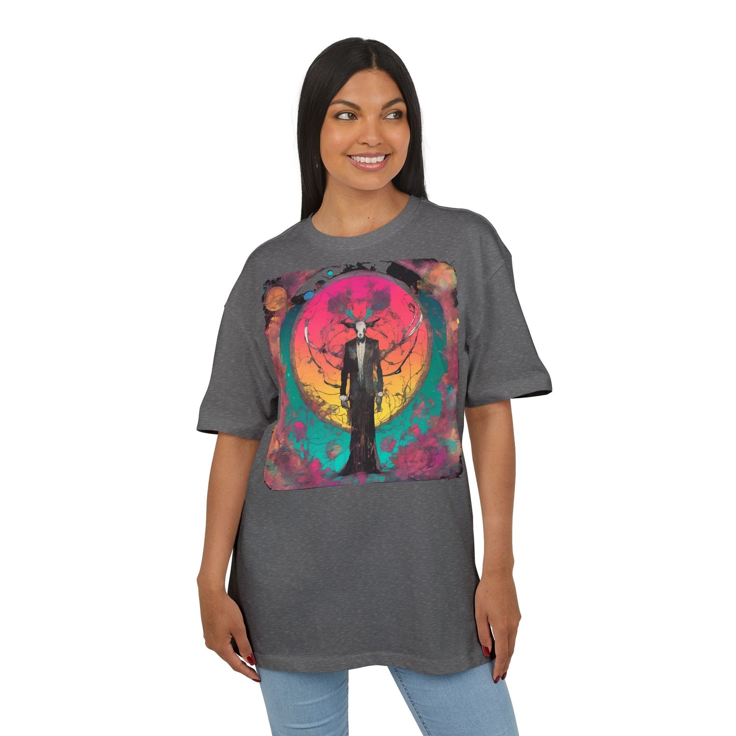 Vibrant Artistic Oversize Tee - Unisex Heavyweight T-Shirt, Bohemian Style, Gift for Art Lovers, Festival Wear, Casual Chic