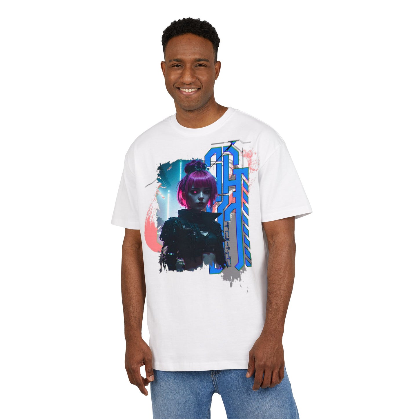 Cyberpunk Aesthetic Unisex Heavy Tee, Streetwear Style Shirt for Teens, Graphic Tee for Gaming, Cozy Casual Wear, Gift for Sci-Fi Lovers