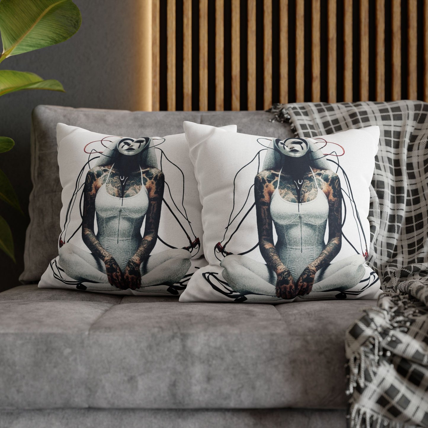 Unique Artistic Pillowcase with Futuristic Design, Decorative Cushion Cover for Home Decor, Gift for Art Lovers, Cozy Living Room Accessory
