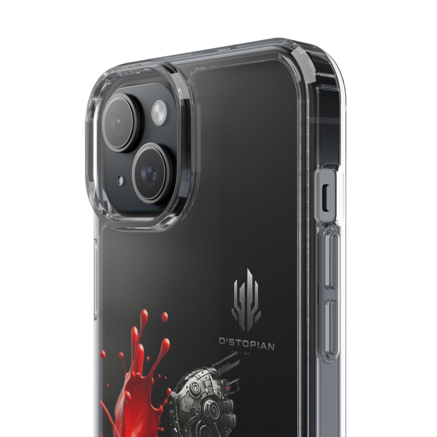 Dystopian Art Clear Phone Case - Futuristic Style with Bold Design