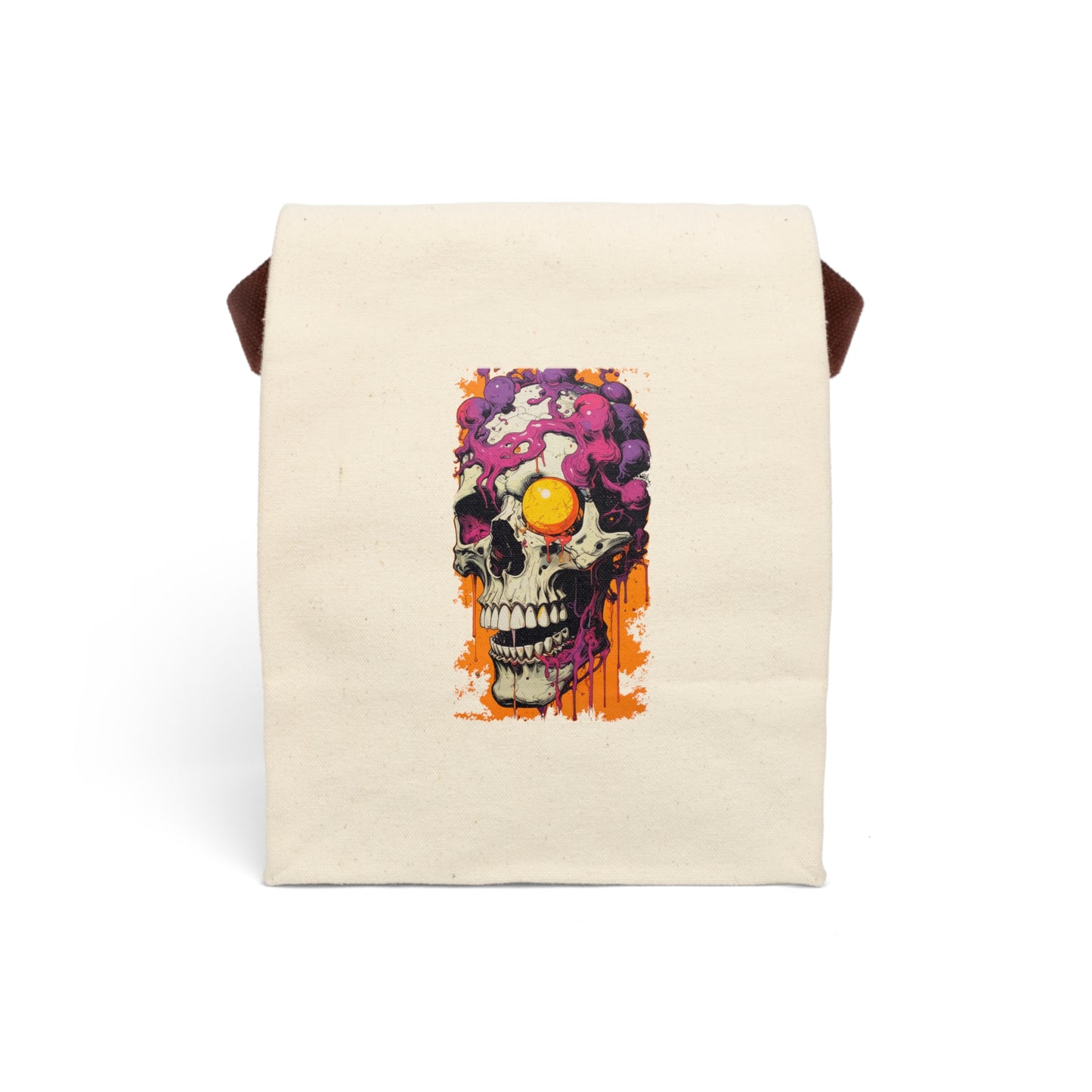 Skull Art Canvas Lunch Bag, Eco-Friendly Snack Bag, Hipster Lunch Tote, Unique School Bag, Gift for Him, Lunch Essentials