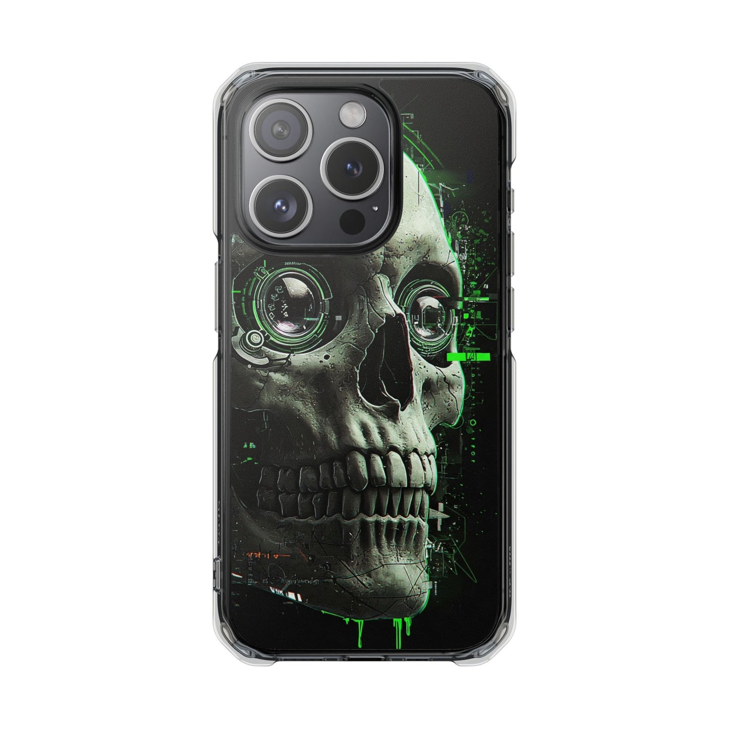 Gothic Skull Phone Case, Cyberpunk Design, Clear Impact Protection, Unique Gift for Him, Halloween Accessories, Tech Lover