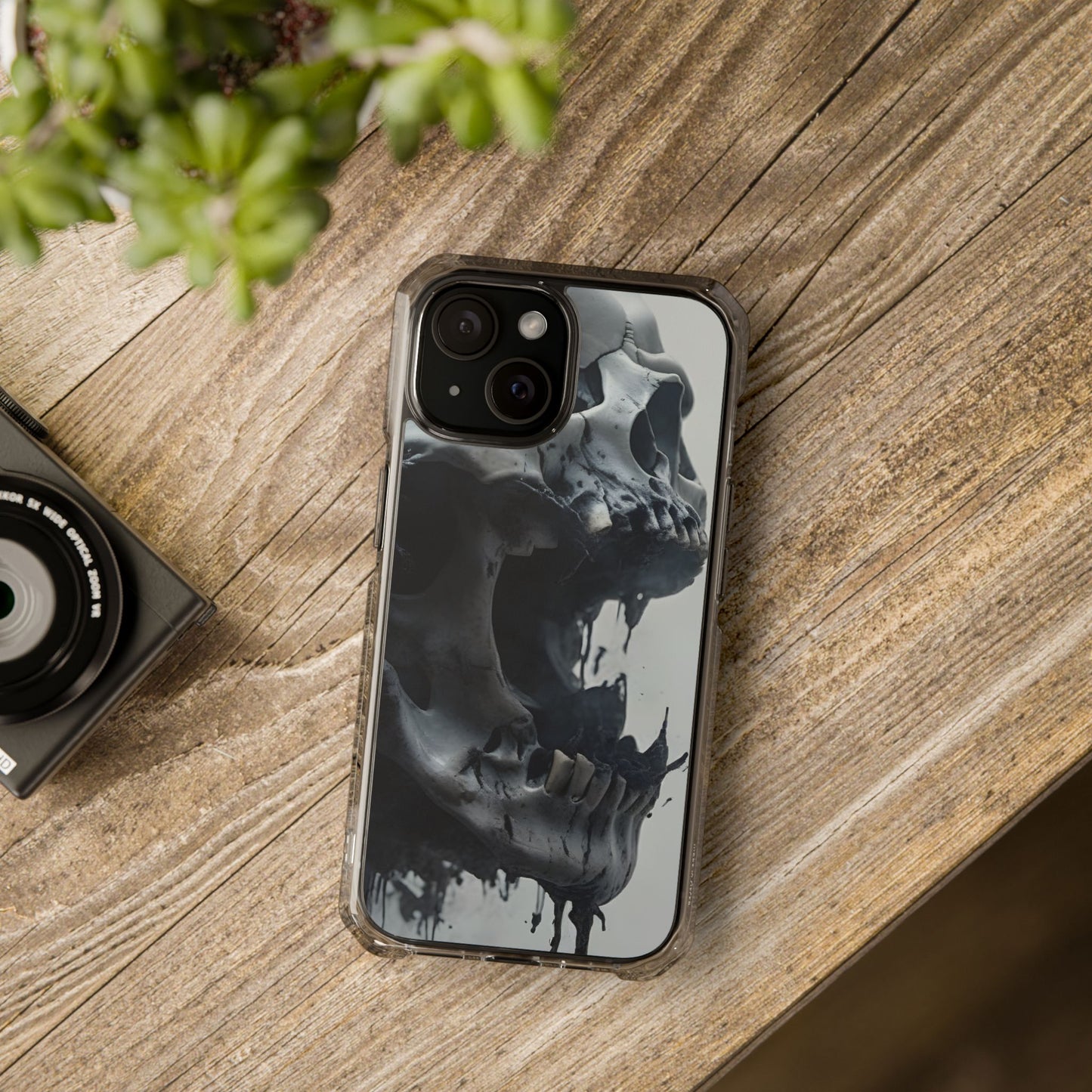 Unique Skull Design Magnetic Clear Impact Cases, Skull Phone Cases, Gothic Accessories, Halloween Gifts, Edgy Mobile Covers