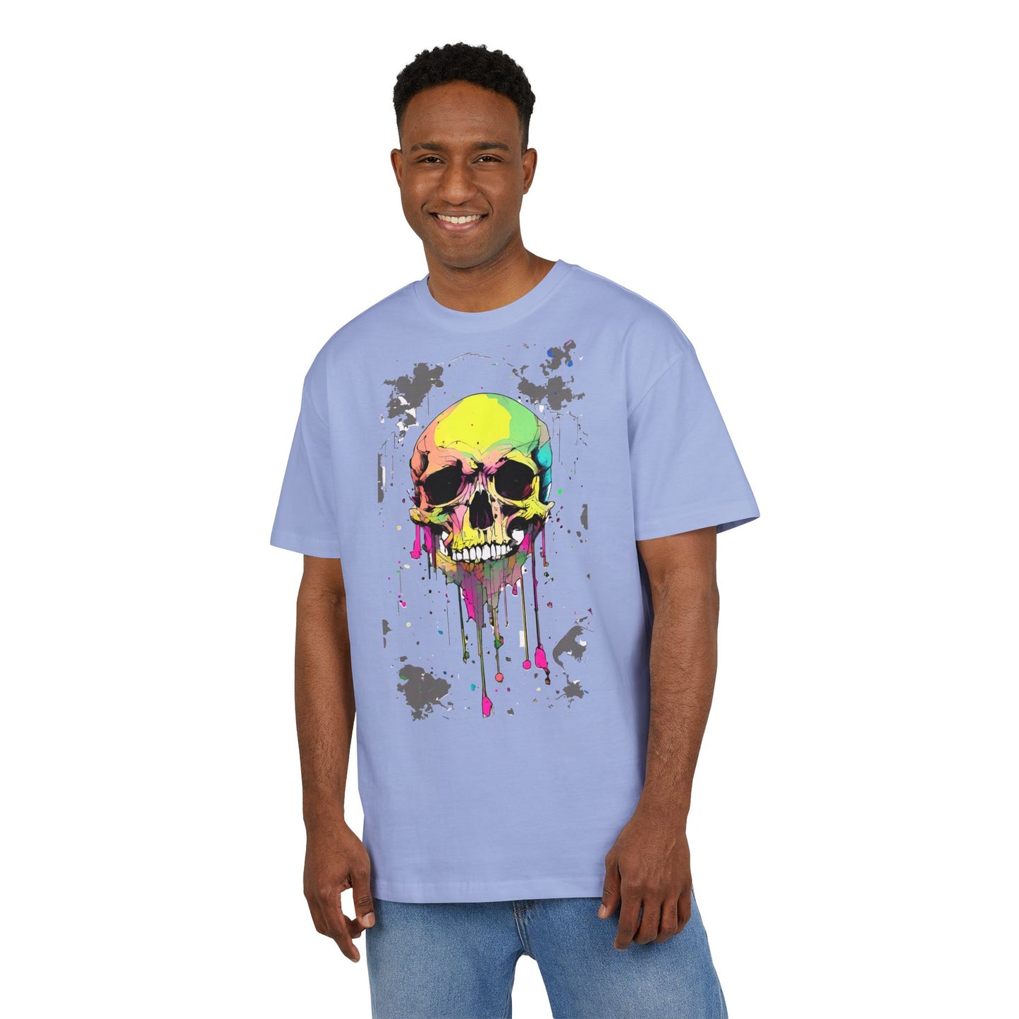 Colorful Skull Oversized Tee - Edgy Graphic Shirt for Casual Wear, Street Style, Gifts, etc.