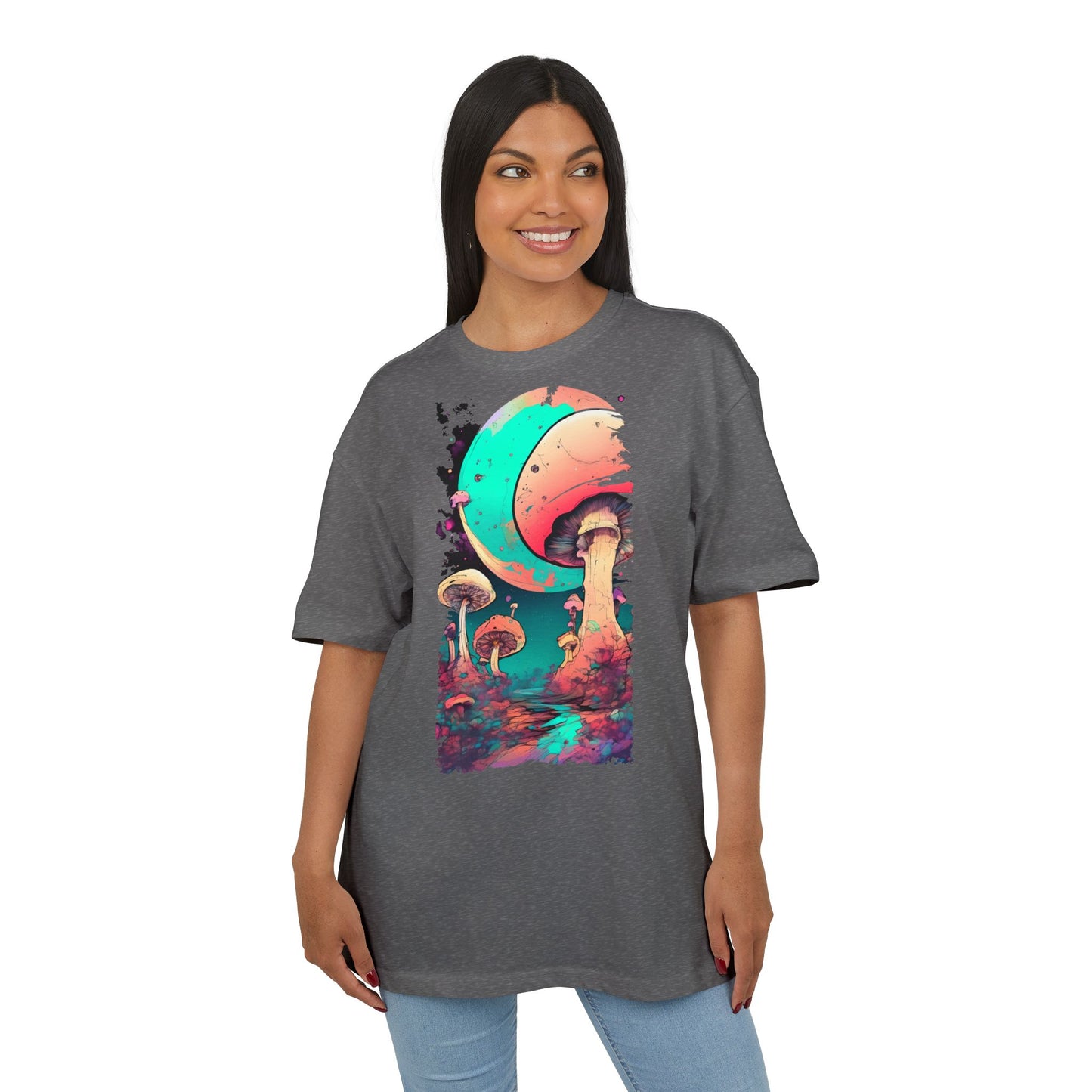 Cosmic Mushroom Graphic Tee, Unisex Oversized Shirt, Boho Vibe Top, Festival Wear, Unique Gift for Nature Lovers, Relaxed Fit Shirt