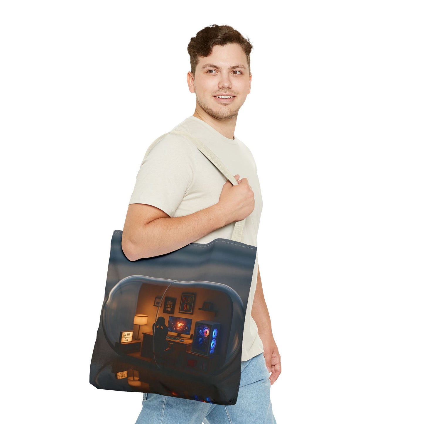 Cozy Gamer Tote Bag, Comfortable Carryall for Gamers, Geek Chic Bag, Fun Tote for Game Nights, Stylish Reusable Shopping Bag
