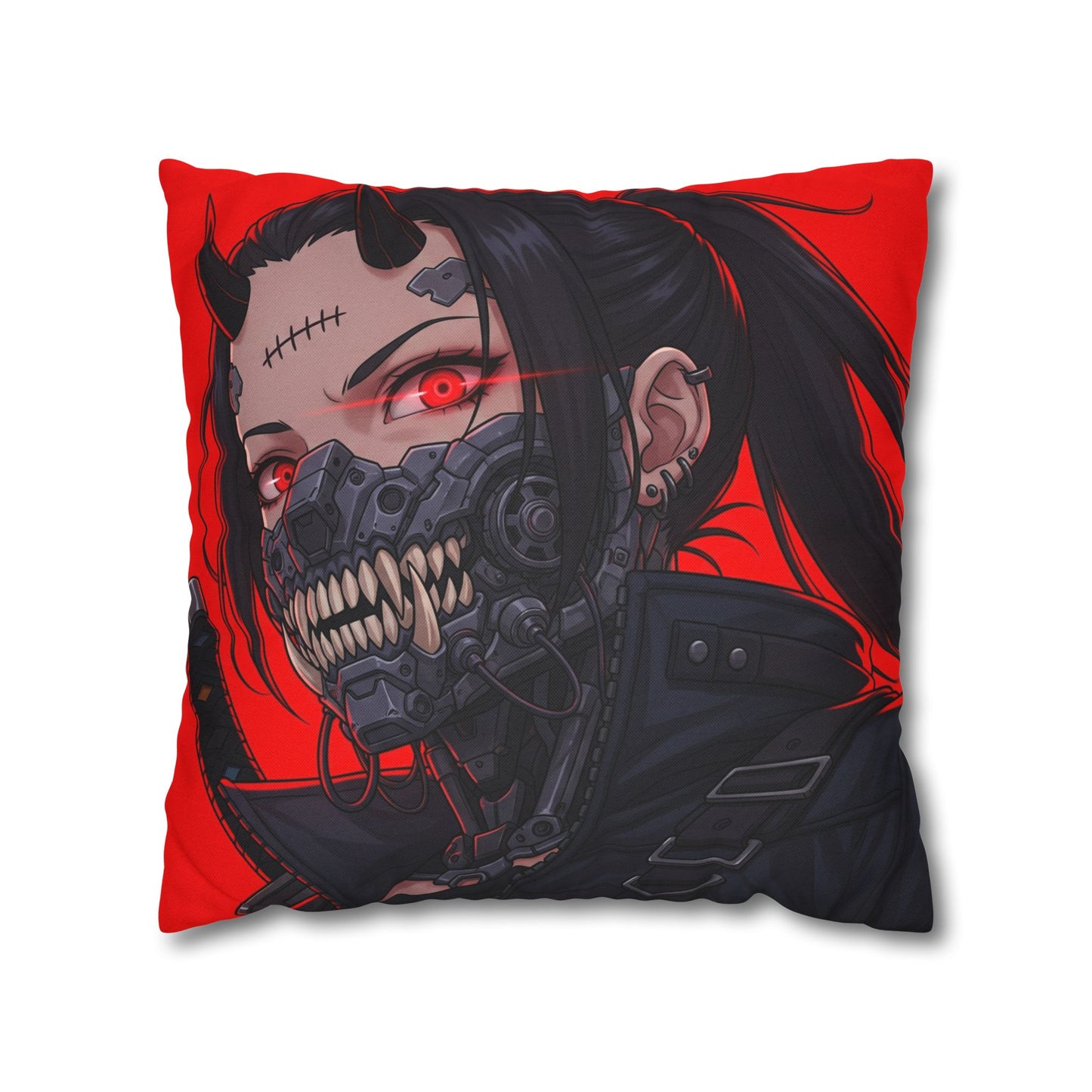 Gothic Anime Pillowcase, Decorative Throw Pillow, Cyberpunk Square Cushion, Bedroom Decor, Unique Gift for Fans, Cozy Home Accents