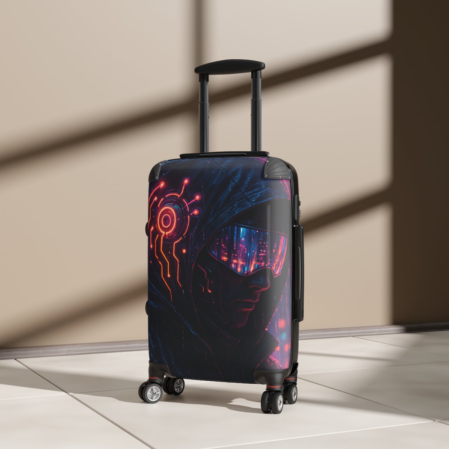 Futuristic Suitcase with Cyberpunk Design | Travel Luggage, Geek Gift, Stylish Bag, Unique Carry-On, Adventure Accessories