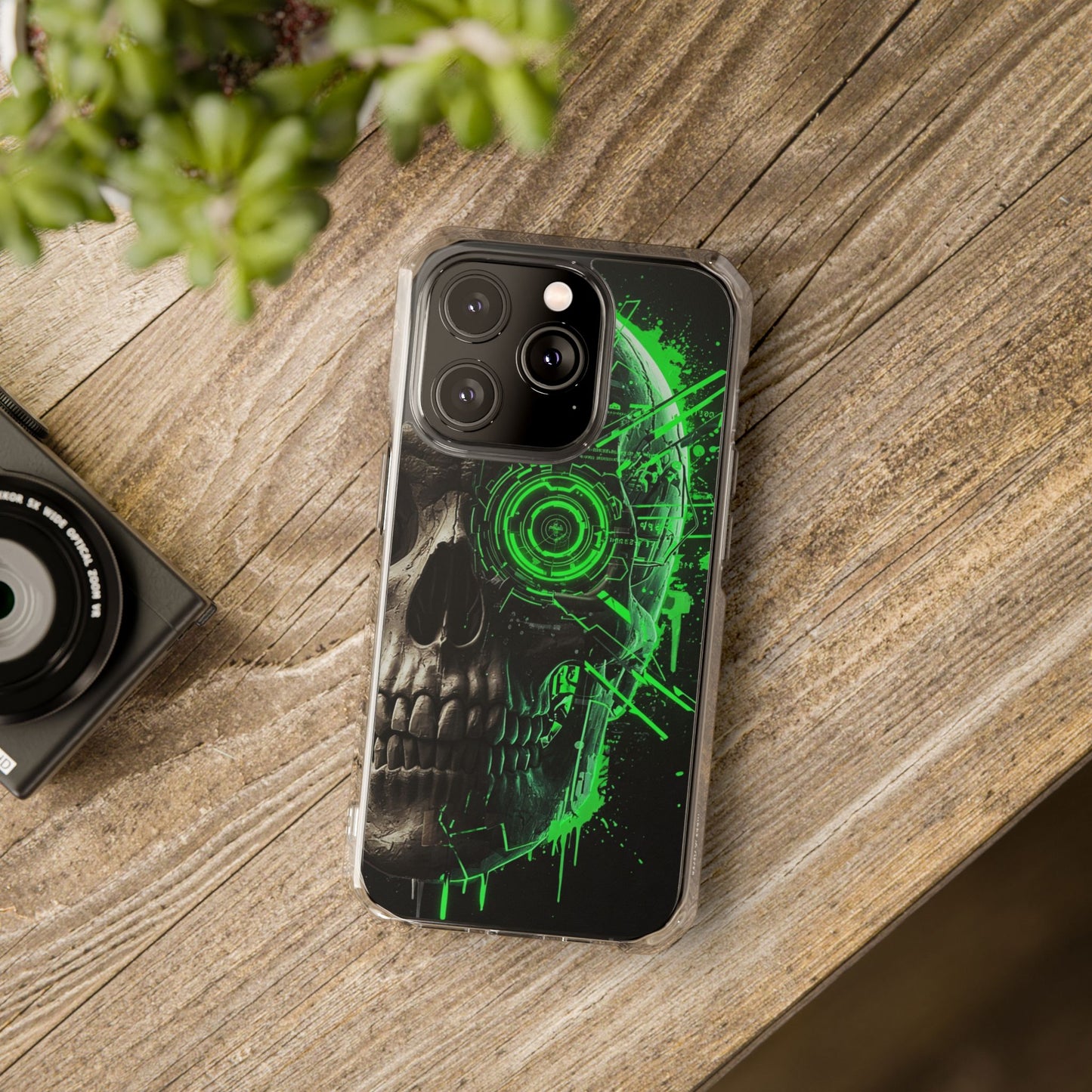Skull Graphic Phone Case - Magnetic Clear Impact Cases, Skull Design, Unique Phone Protection, Edgy Gift for Tech Lovers