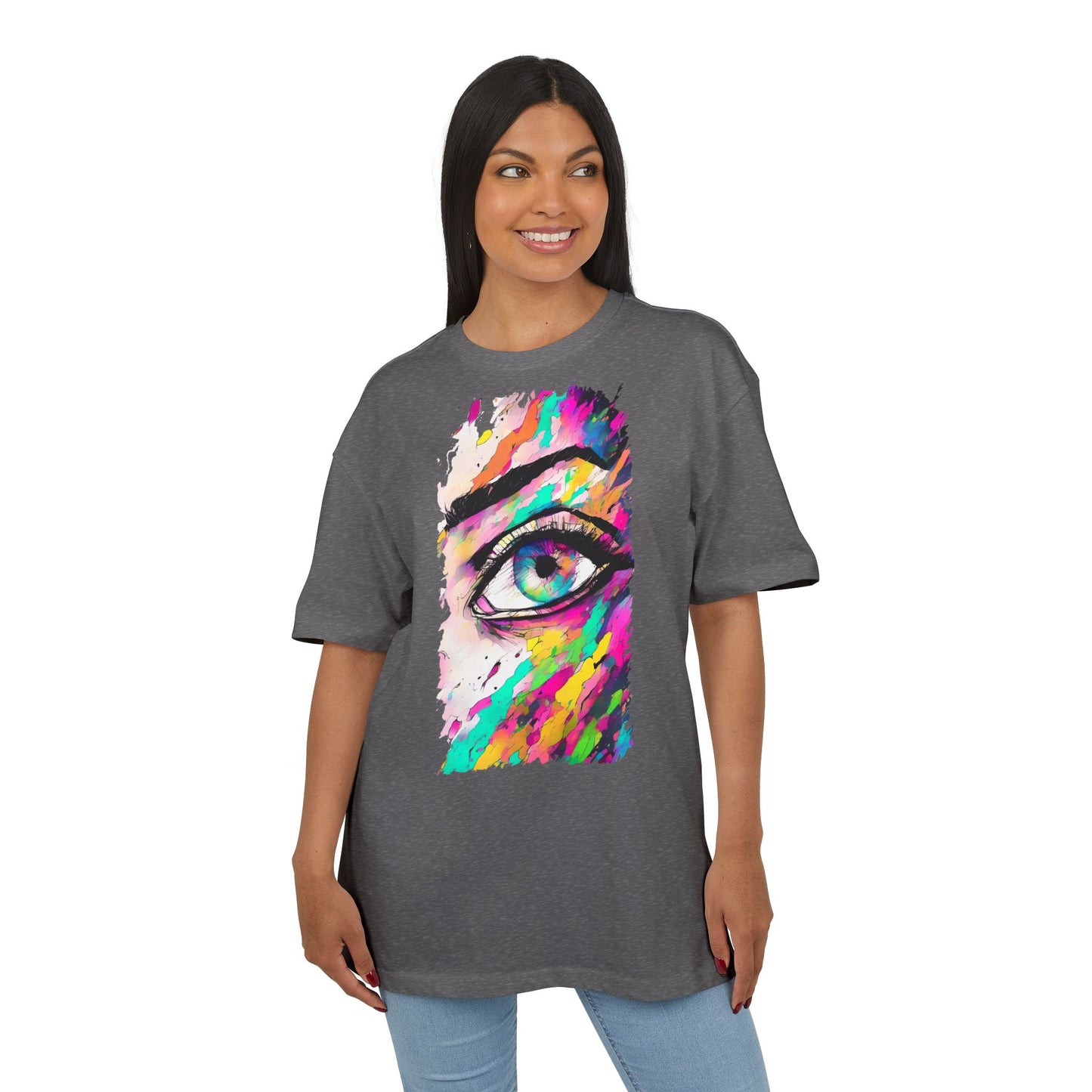 Colorful Eye Graphic Unisex Heavy Oversize Tee, Artistic T-Shirt, Casual Wear, Gift for Art Lovers, Streetwear Trends, Vibrant Style