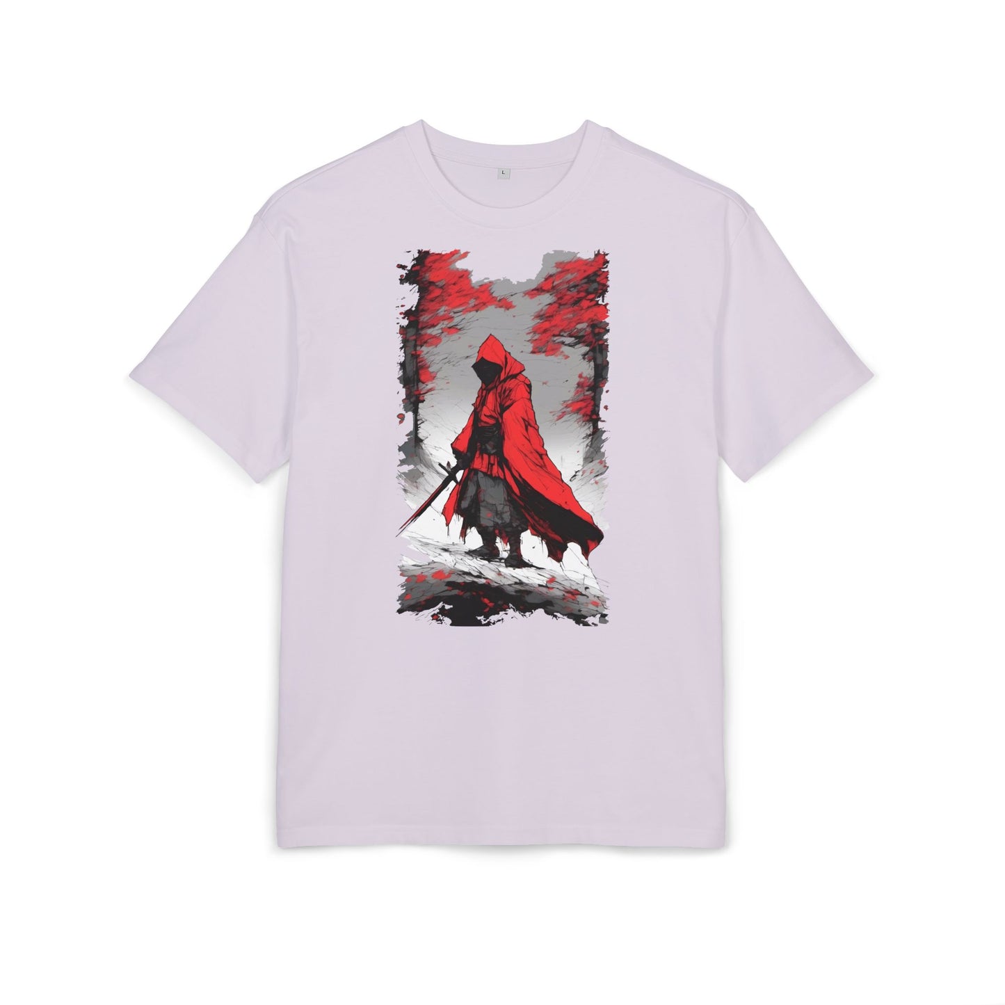 Stylish Unisex Heavy Oversize Tee - Red Hooded Figure Design, Graphic Tee, Casual Wear, Streetwear, Gifts for Men and Women