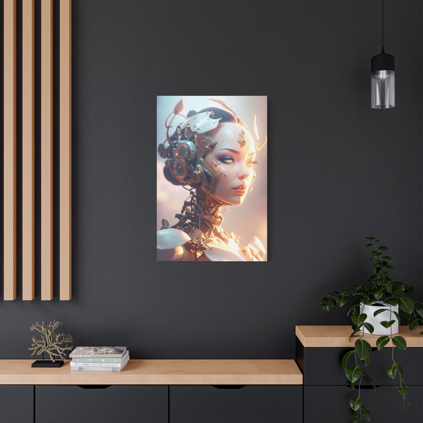 Satin Canvas Art Print, Modern Home Decor, Robot Artwork, Tech-Inspired Wall Art, Unique Gift for Tech Lovers