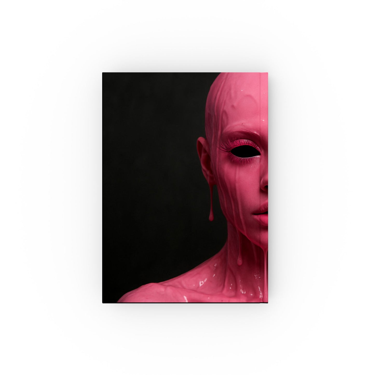 Unique Hard Backed Journal - Artistic Pink Melting Face Design, Aesthetic Stationery, Gift for Creatives, Journaling, Note-taking