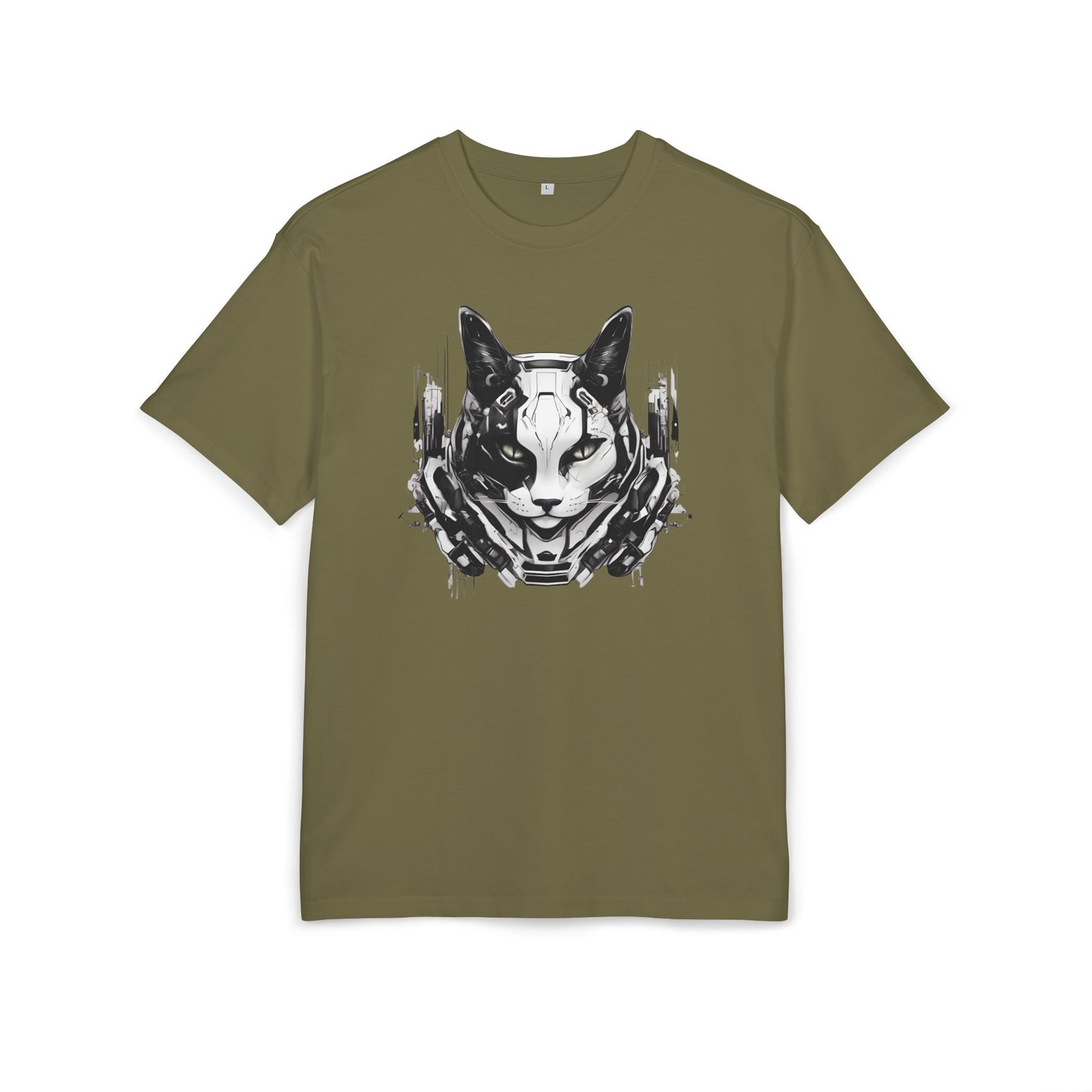 Cyber Cat Graphic Tee - Unisex Oversized T-Shirt, Cool Streetwear, Gift for Cat Lovers, Futuristic Design, Casual Everyday Wear